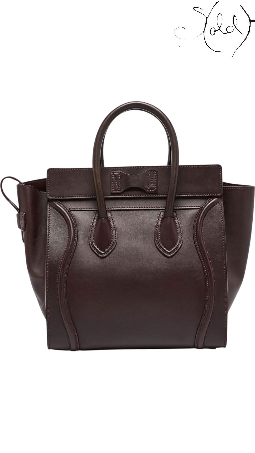 Céline Burgundy Leather Mini Luggage Tote | Sold Attire - Sold Attire