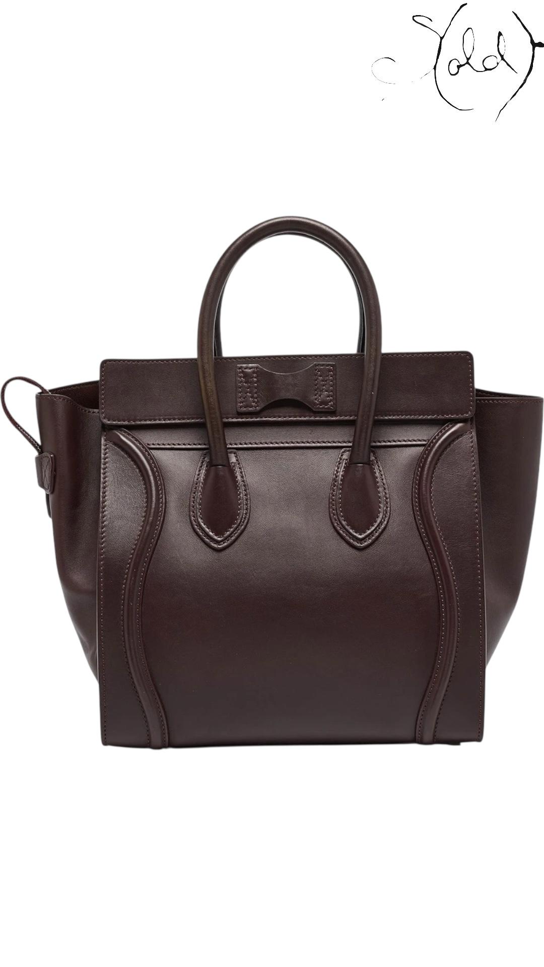 Céline Burgundy Leather Mini Luggage Tote, Back view | Sold Attire