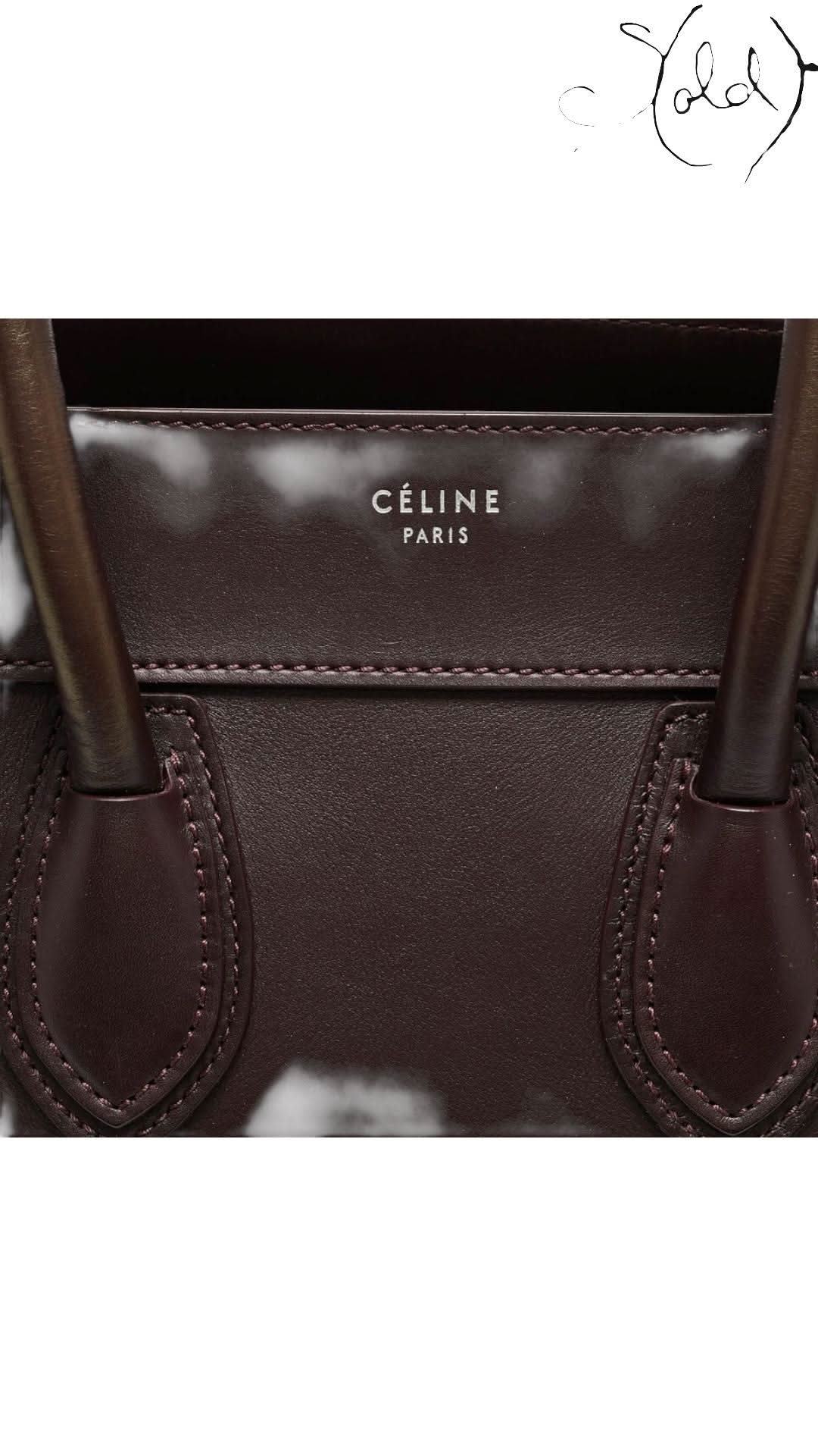 Céline Burgundy Leather Mini Luggage Tote | Sold Attire - Sold Attire