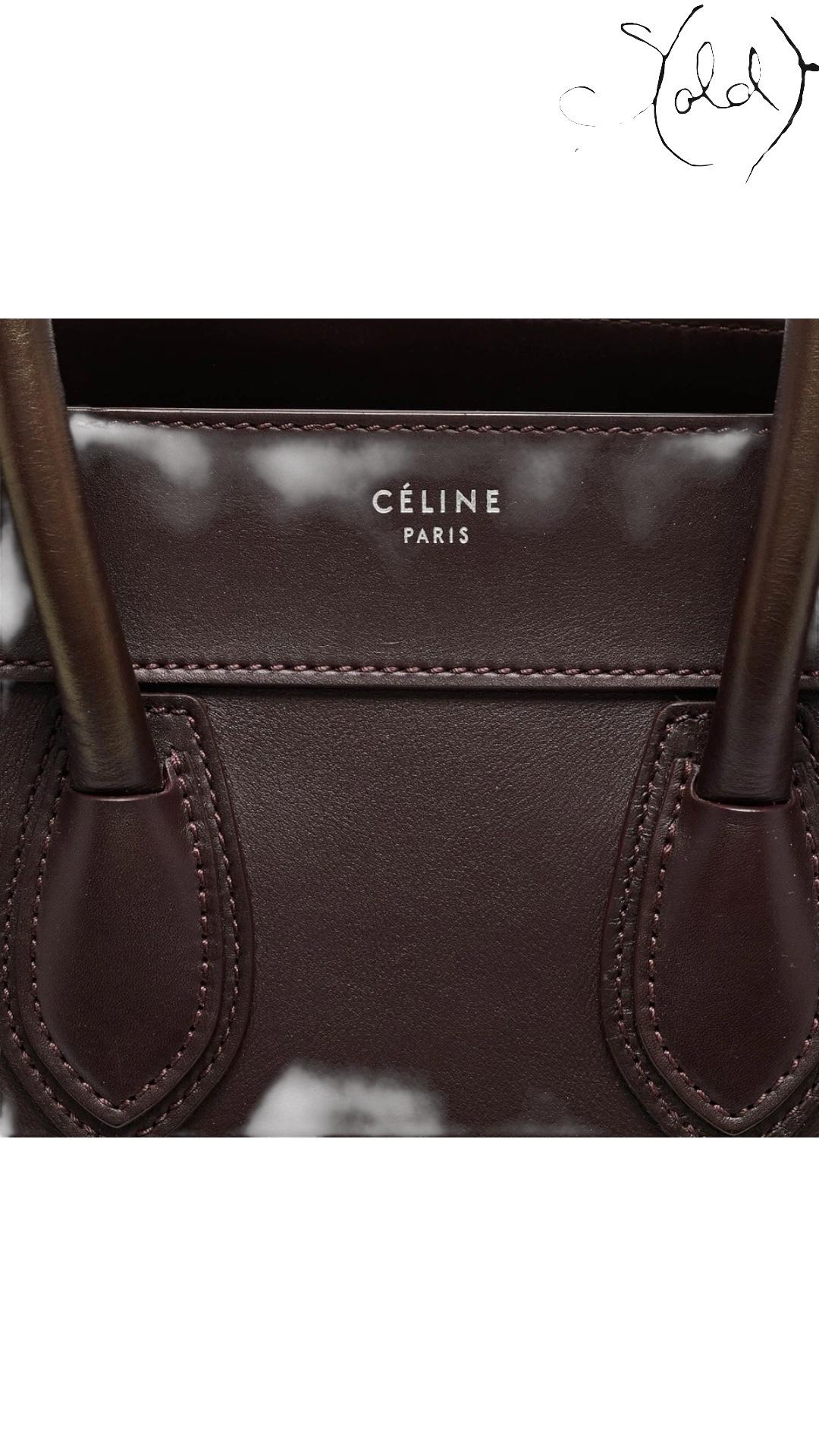 Céline Burgundy Leather Mini Luggage Tote, Hardware detail | Sold Attire