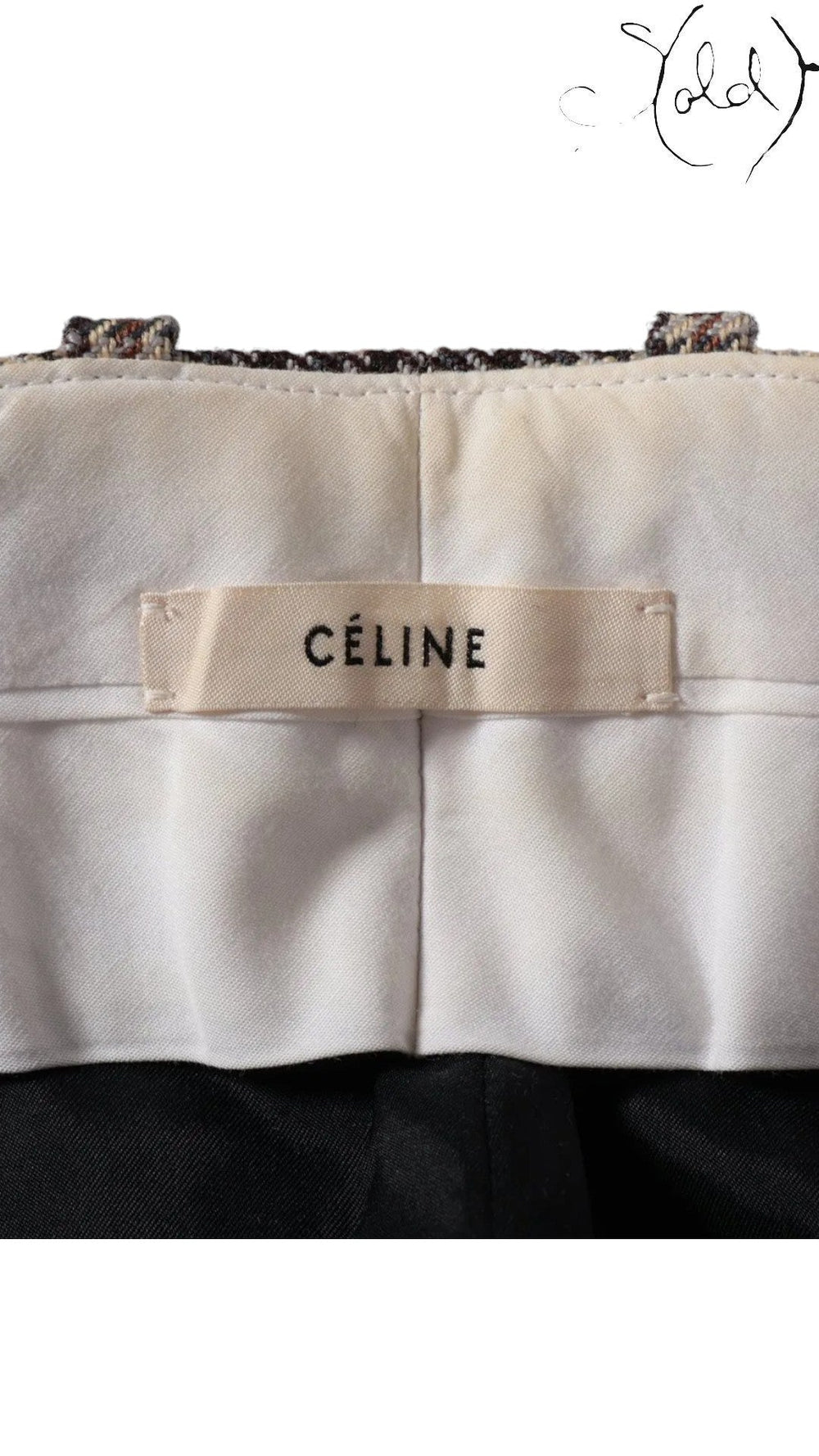 Celine Phoebe Philo Era Houndstooth Wool Tailored Pants Size 36 Late 2010s, Detail view | Sold Attire