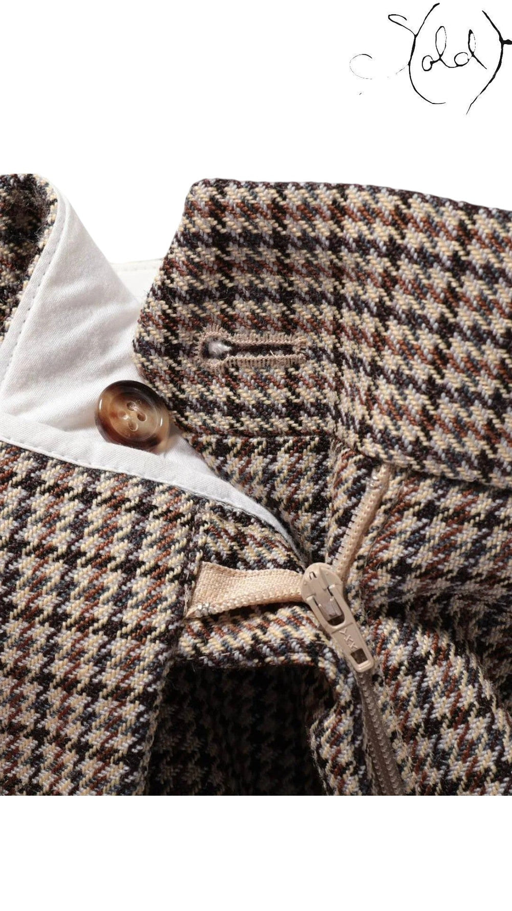 Celine Phoebe Philo Era Houndstooth Wool Tailored Pants Size 36 Late 2010s, Interior view | Sold Attire