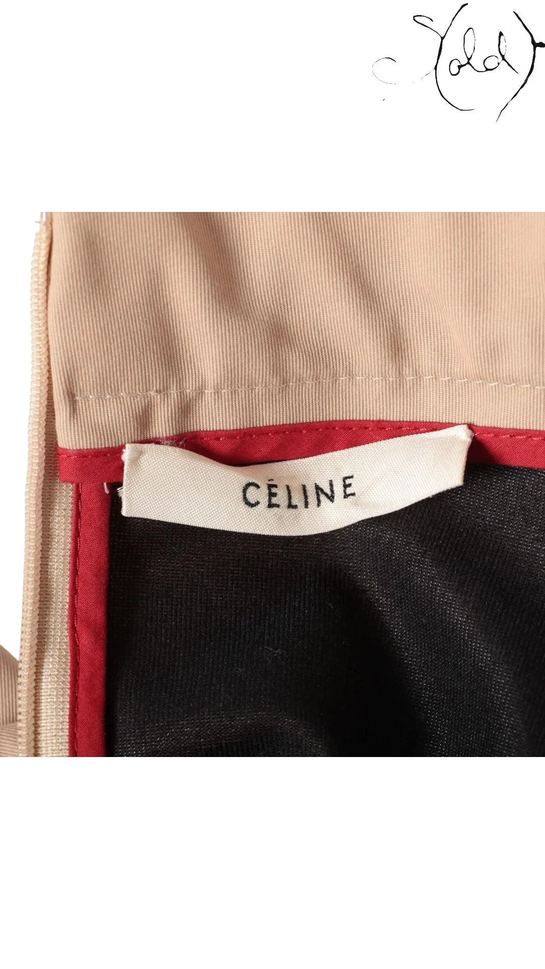Celine Phoebe Philo Era Cotton Skirt Size 40 Beige, Hardware detail | Sold Attire