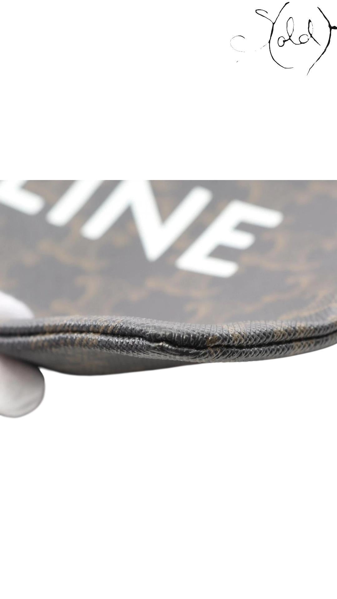 Céline Triomphe Canvas Medium Flat Pouch, Base view | Sold Attire