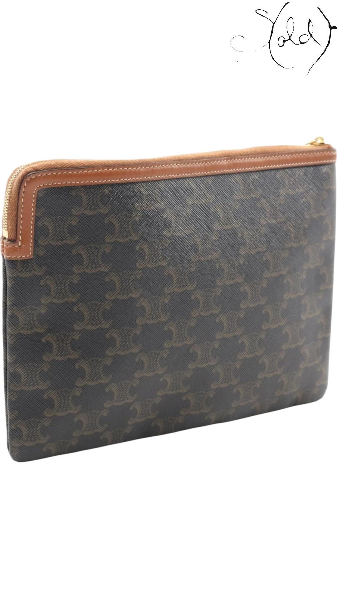 Céline Triomphe Canvas Medium Flat Pouch, Back view | Sold Attire