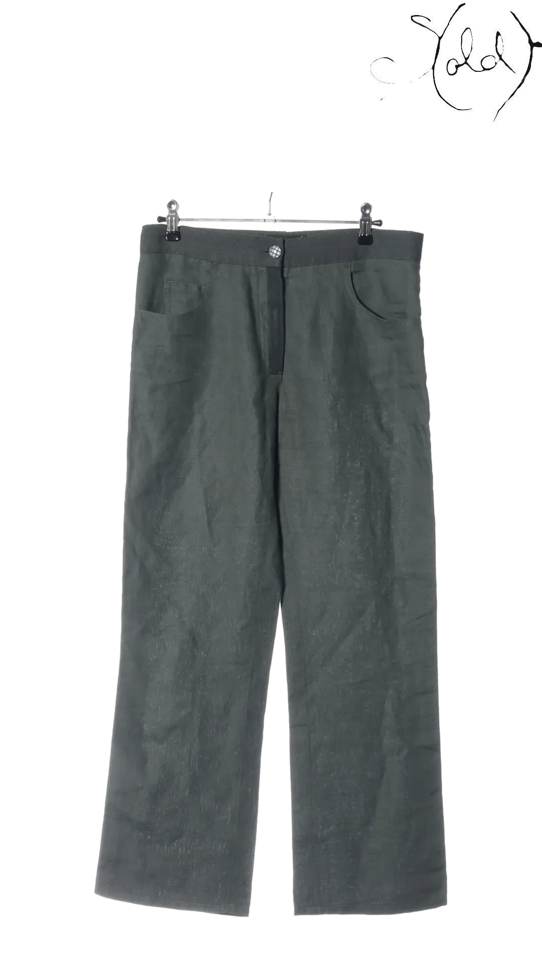 Chanel Khaki Straight-Leg Trousers Size 38 - view 1