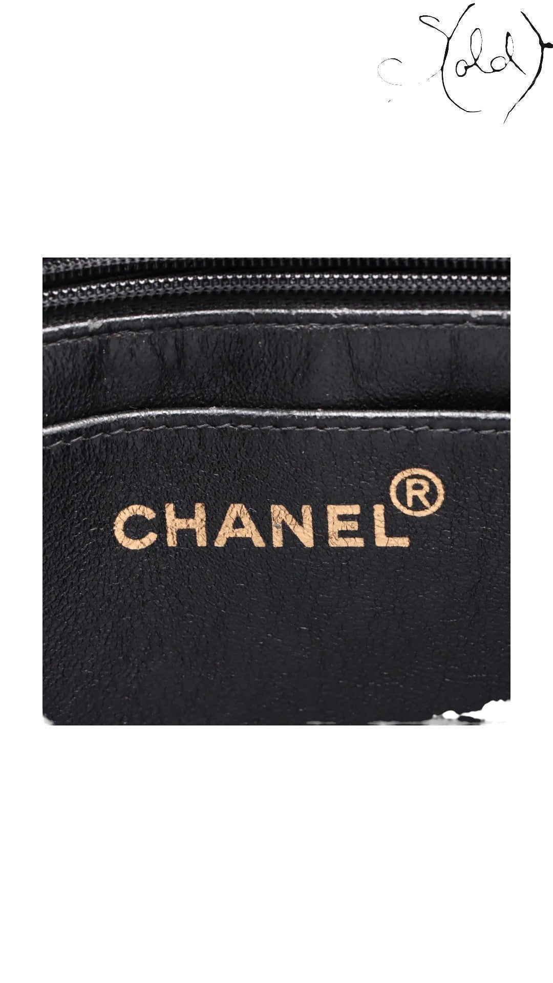 Sold Attire black lambskin Chanel CC Turn-Lock Quilted Chain Tote with gold hardware and embossed logo.