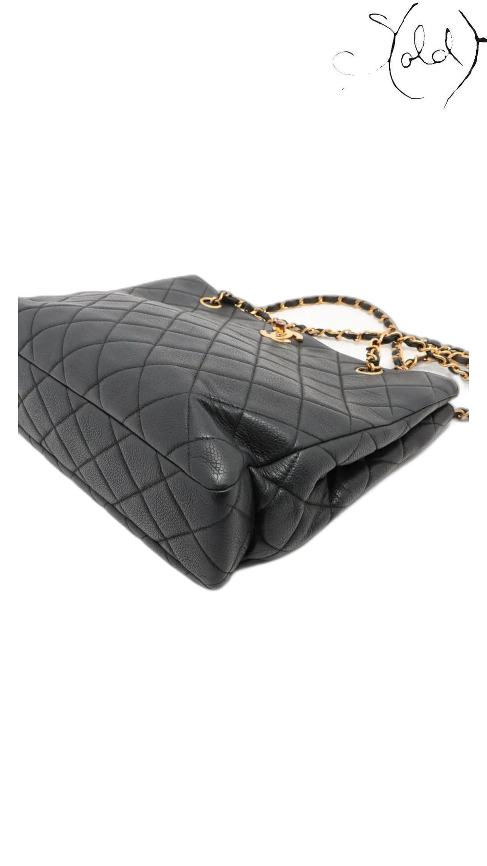 chanel matelasse caviar chain tote, detail view 2