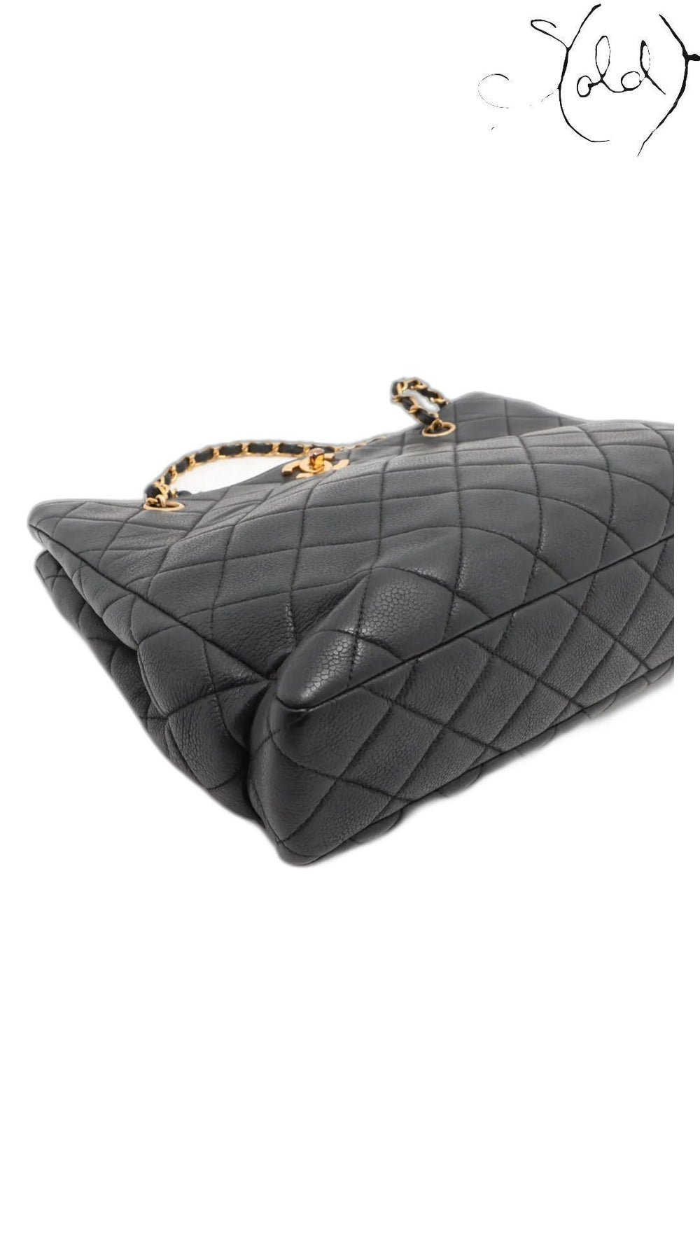 chanel matelasse caviar chain tote, detail view 3