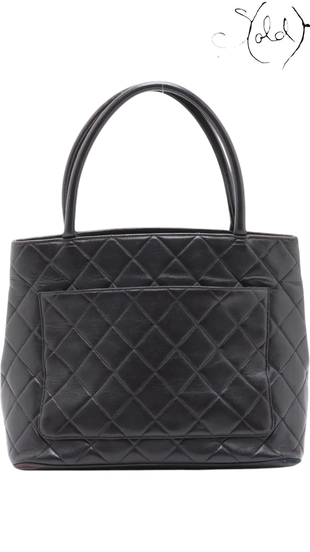 Chanel Medallion Tote Black Quilted Lambskin Silver Hardware Mid-2000s — Back view | Sold Attire