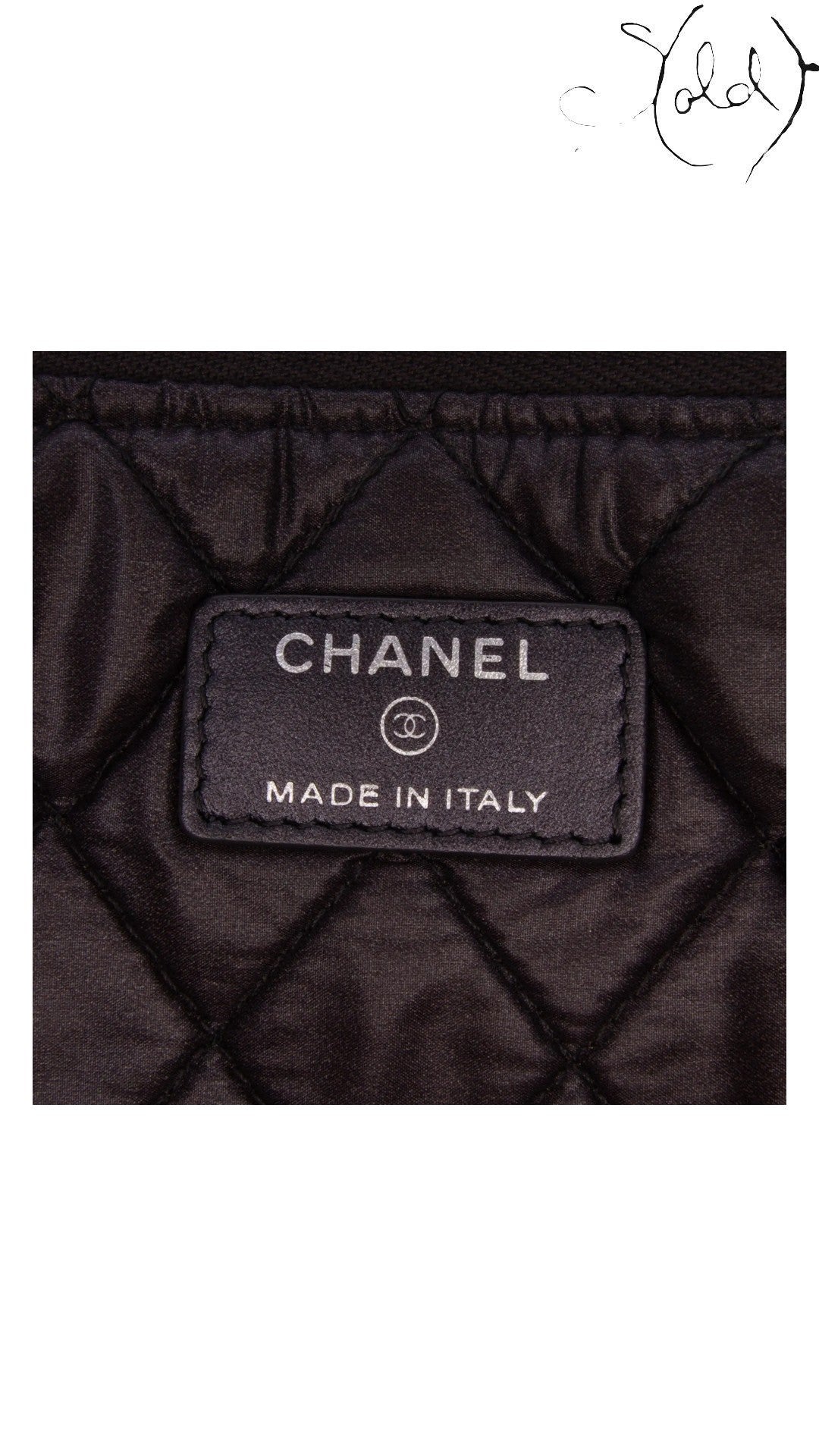 Chanel Black Quilted Caviar Leather Clutch 2017-2018 Made in Italy, Base view | Sold Attire
