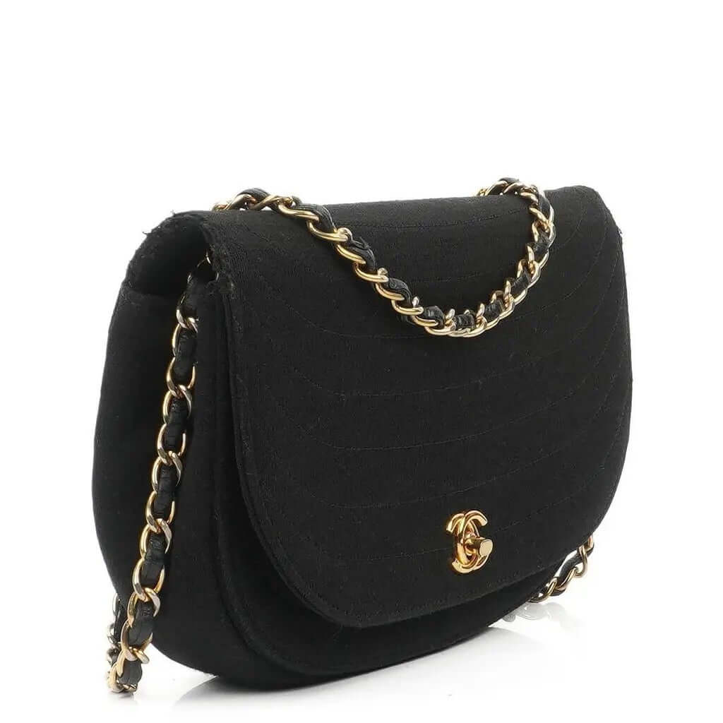 CHANEL Half Moon Shoulder – 1980s Quilted Cotton & 24K GHW — Interior view | Sold Attire