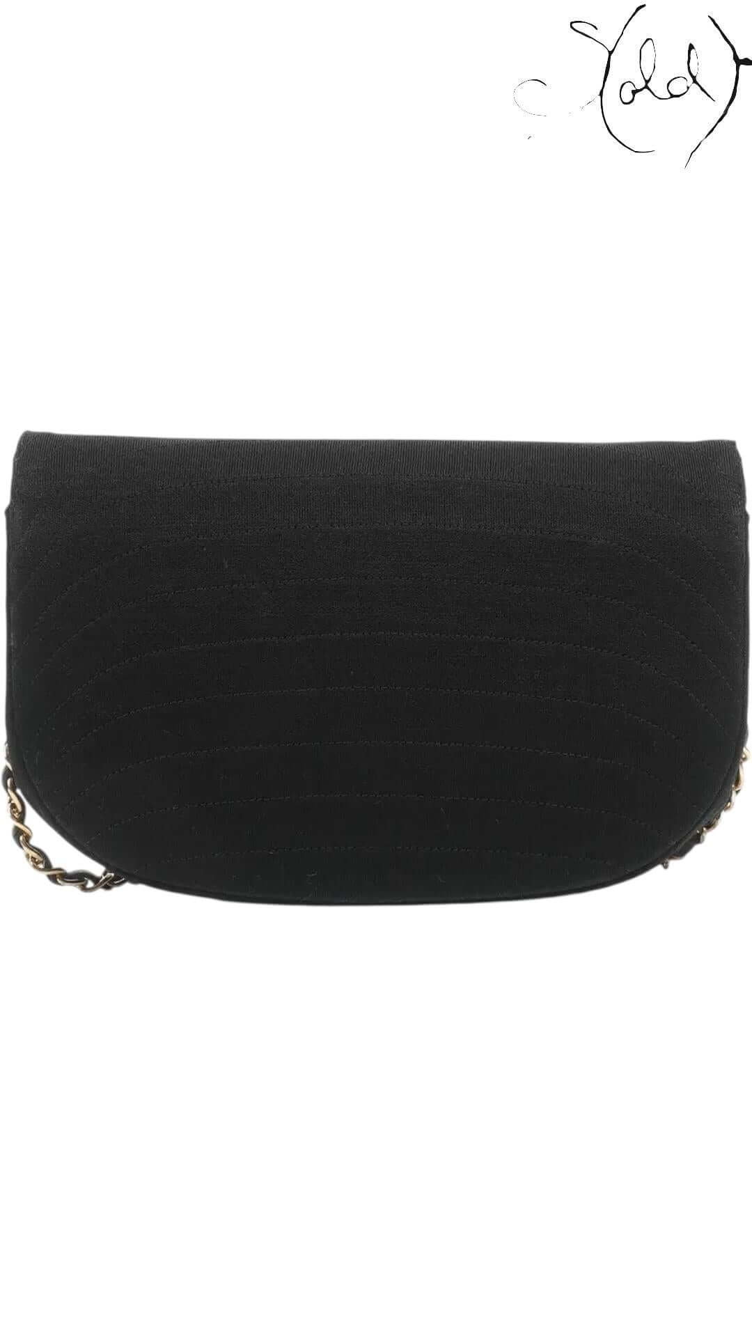 CHANEL Half Moon Shoulder – 1980s Quilted Cotton & 24K GHW — Back view | Sold Attire