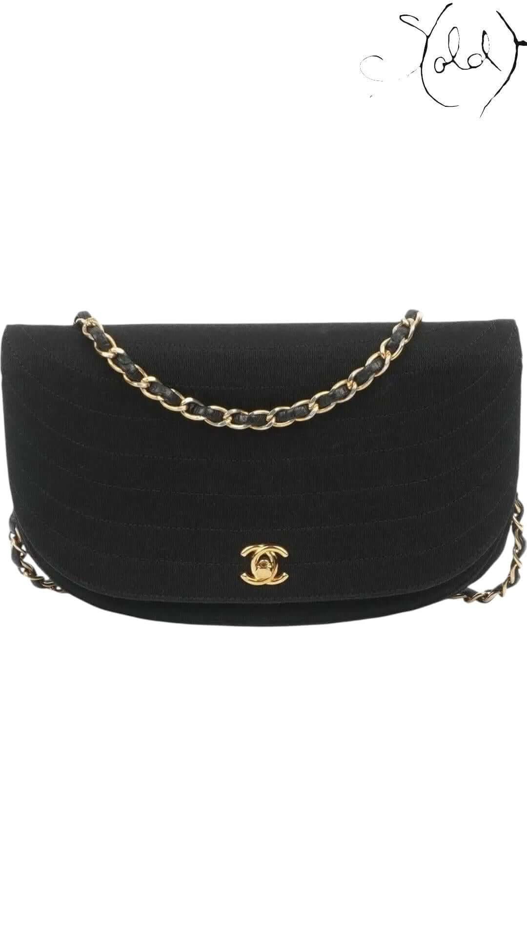 CHANEL Half Moon Shoulder – 1980s Quilted Cotton & 24K GHW | Sold Attire - Sold Attire