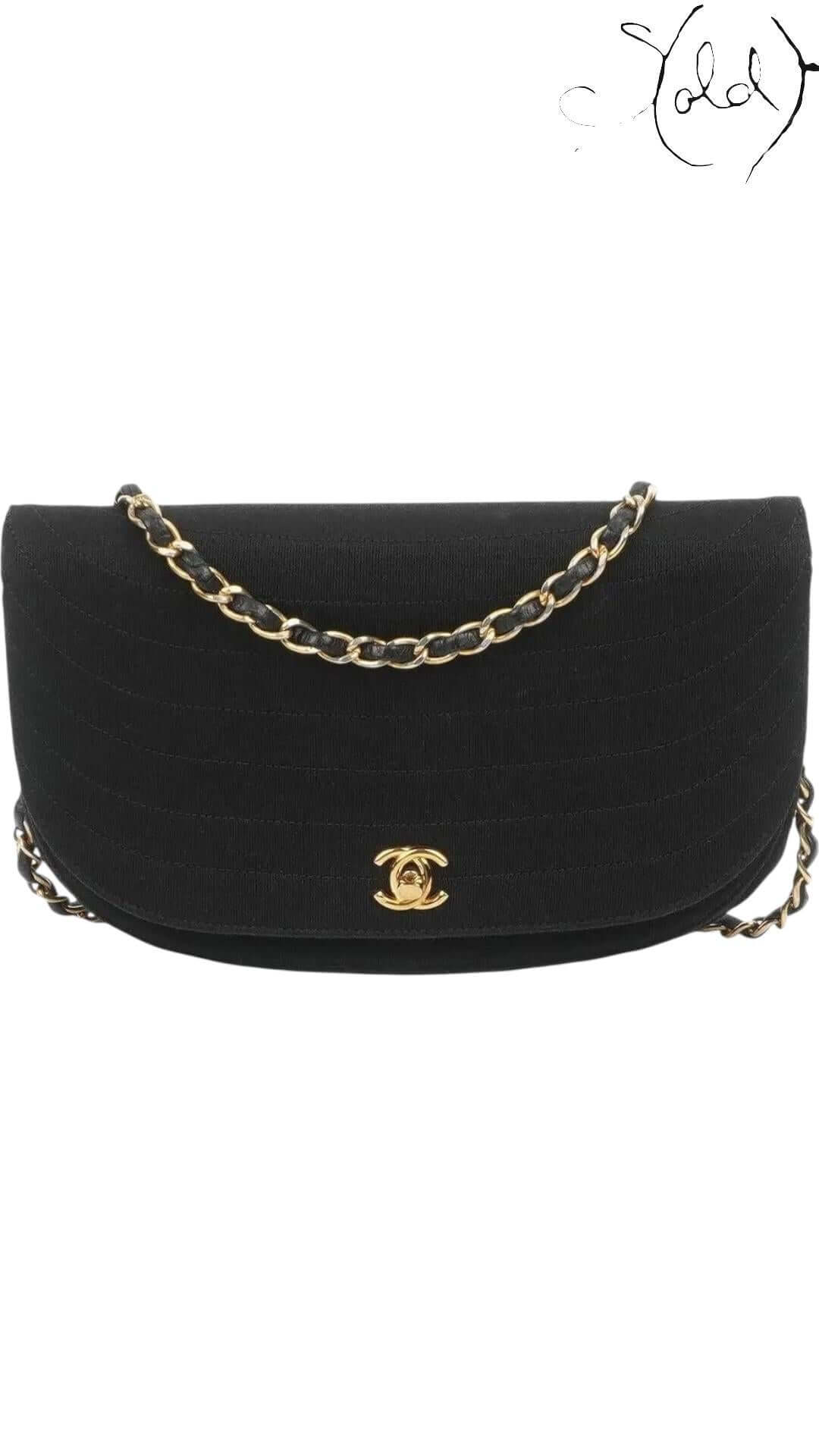 CHANEL Half Moon Shoulder – 1980s Quilted Cotton & 24K GHW — Authenticated Pre-Owned | Sold Attire