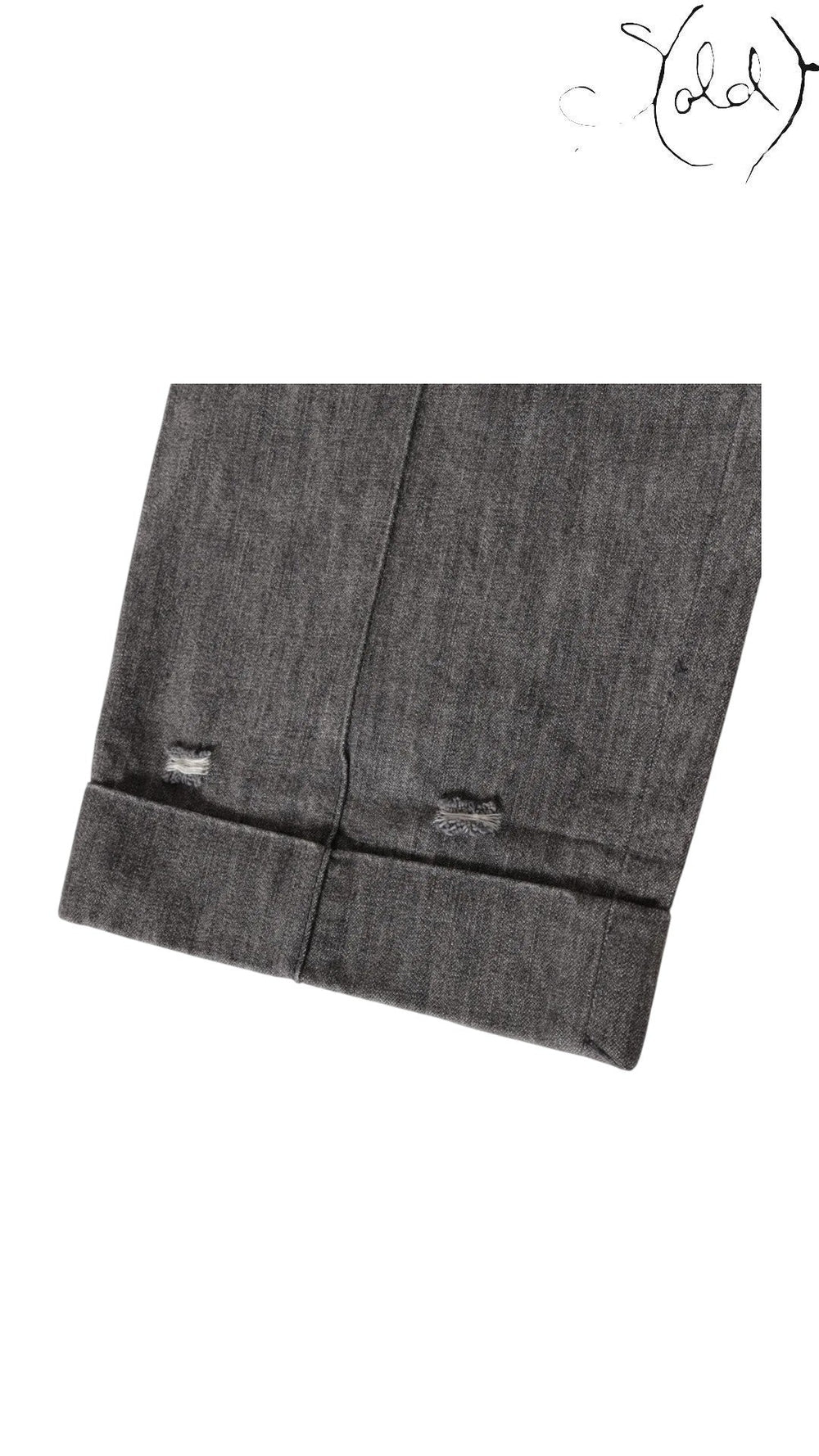 Chanel Coco Button Grey Cotton Denim Pants Size 40-42 Signature CC Hardware, Close-up | Sold Attire