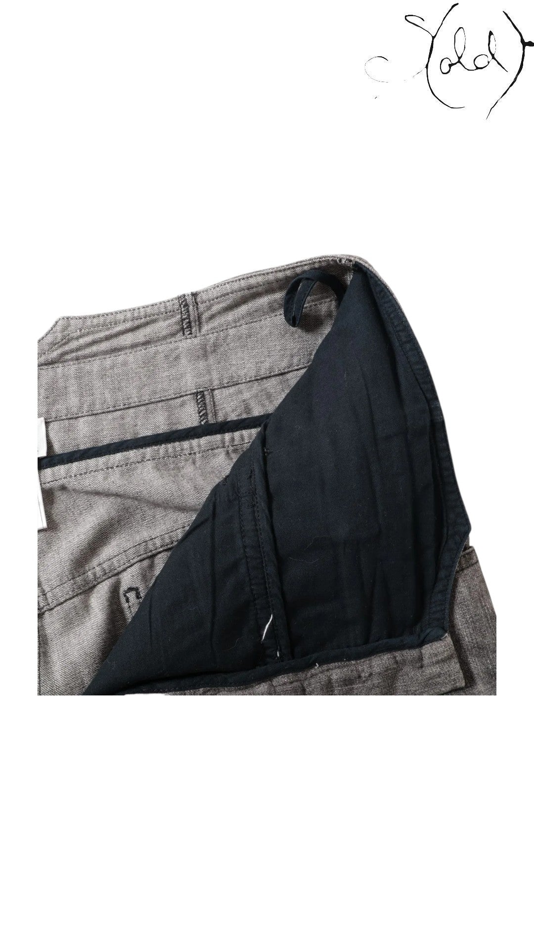 Chanel Coco Button Grey Cotton Denim Pants Size 40-42 Signature CC Hardware, Hardware detail | Sold Attire