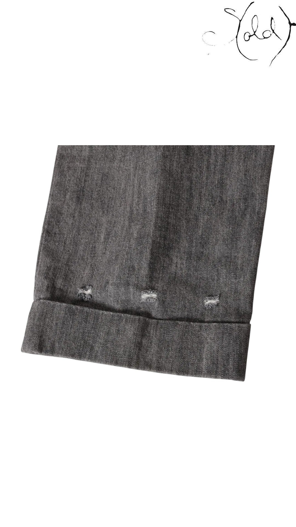 Chanel Coco Button Grey Cotton Denim Pants Size 40-42 Signature CC Hardware, Side view | Sold Attire