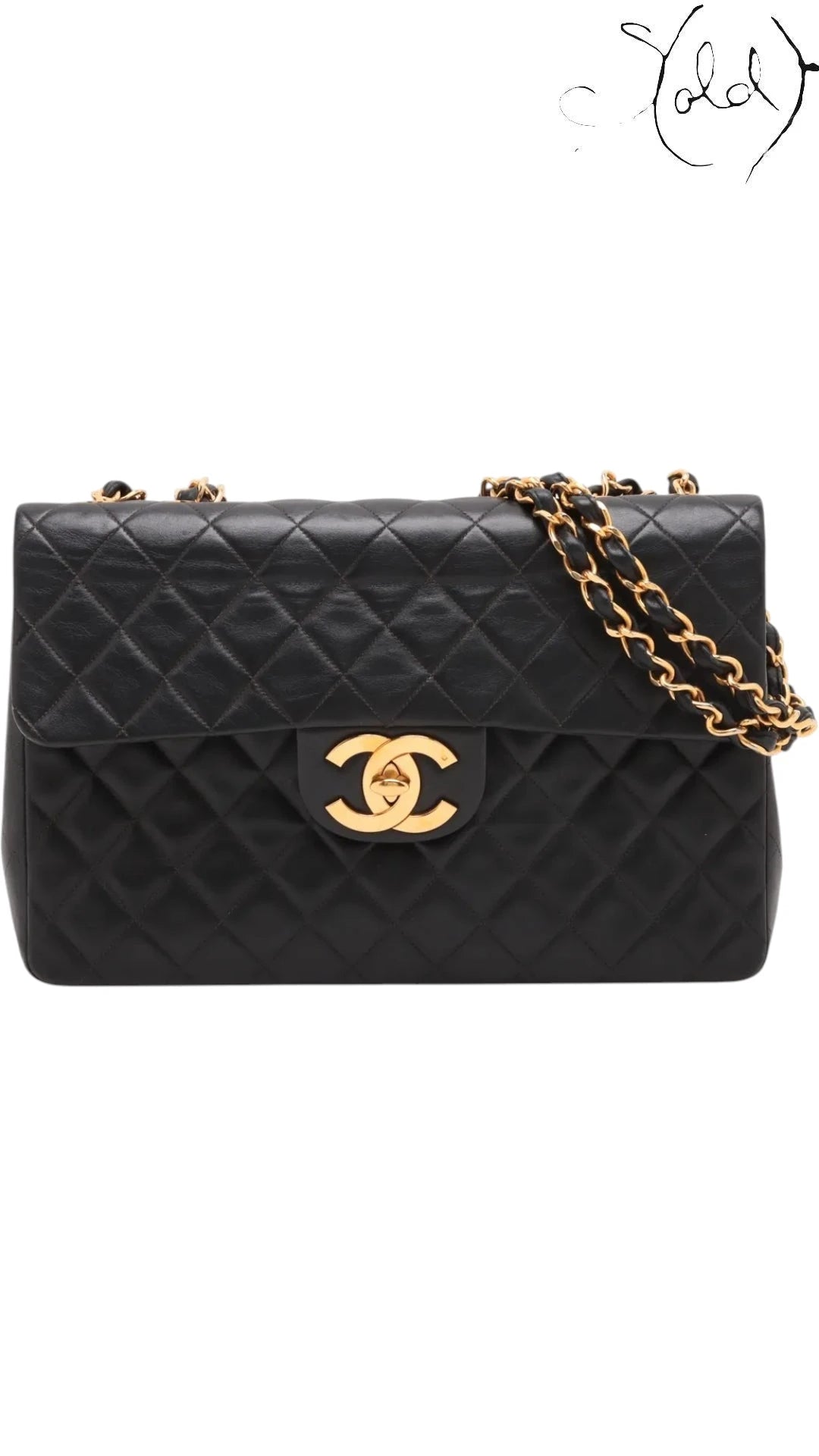 Chanel Maxi Flap Black Lambskin Double Chain Bag Gold Hardware — Authenticated Pre-Owned | Sold Attire
