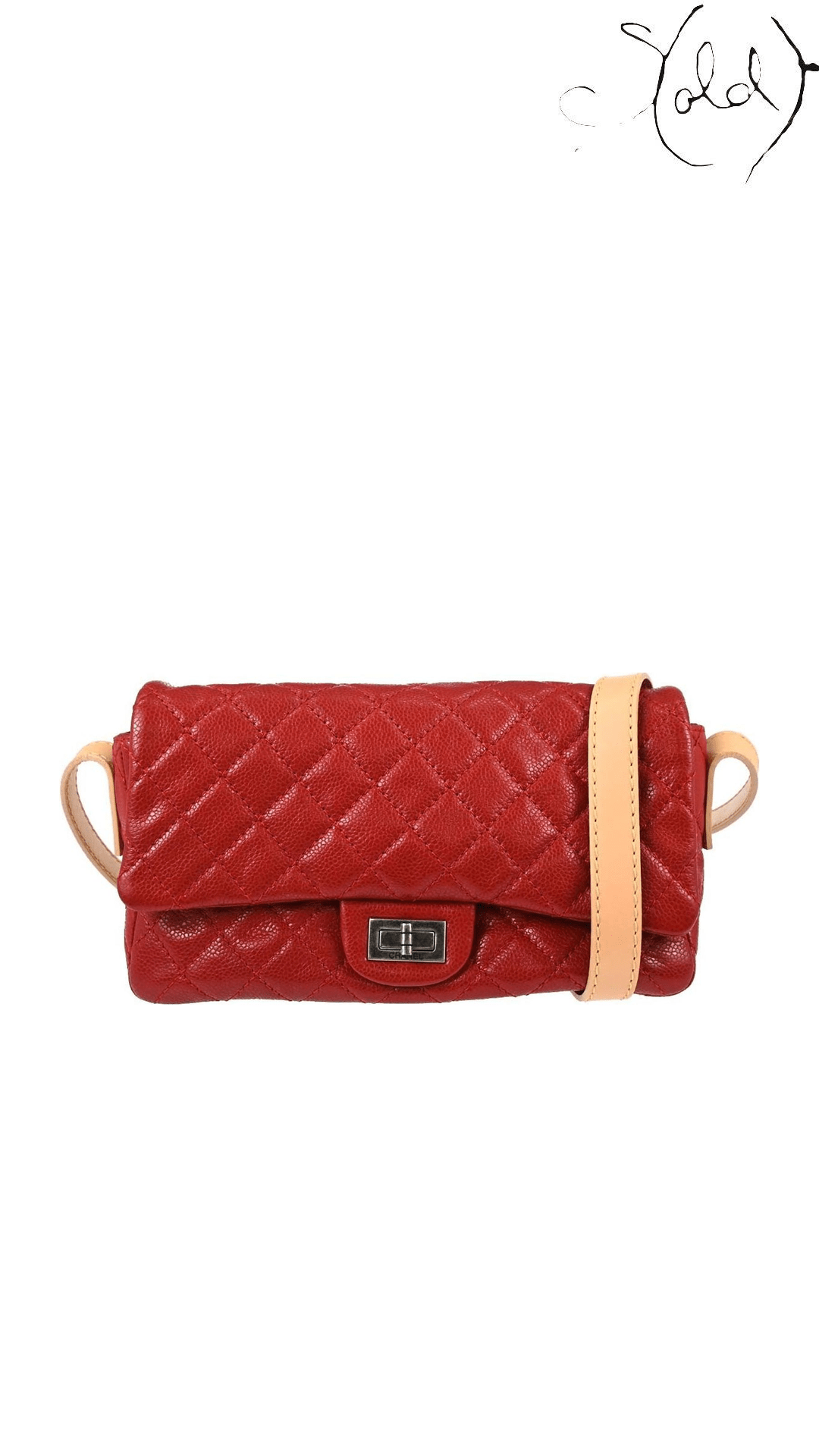 Chanel red quilted leather 2.55 Reissue Belt Bag, front view