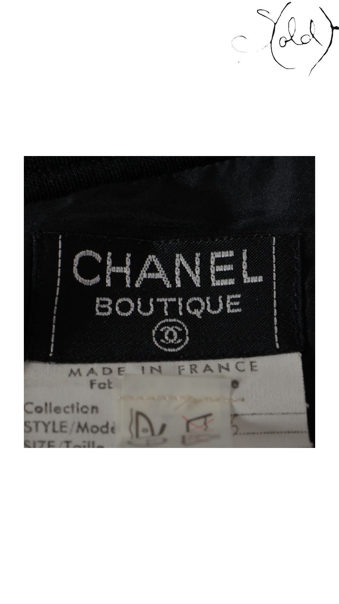 Chanel Boutique Coco Button Wool Skirt - Black Wool Size 36 - Vintage Made in France, Base view | Sold Attire