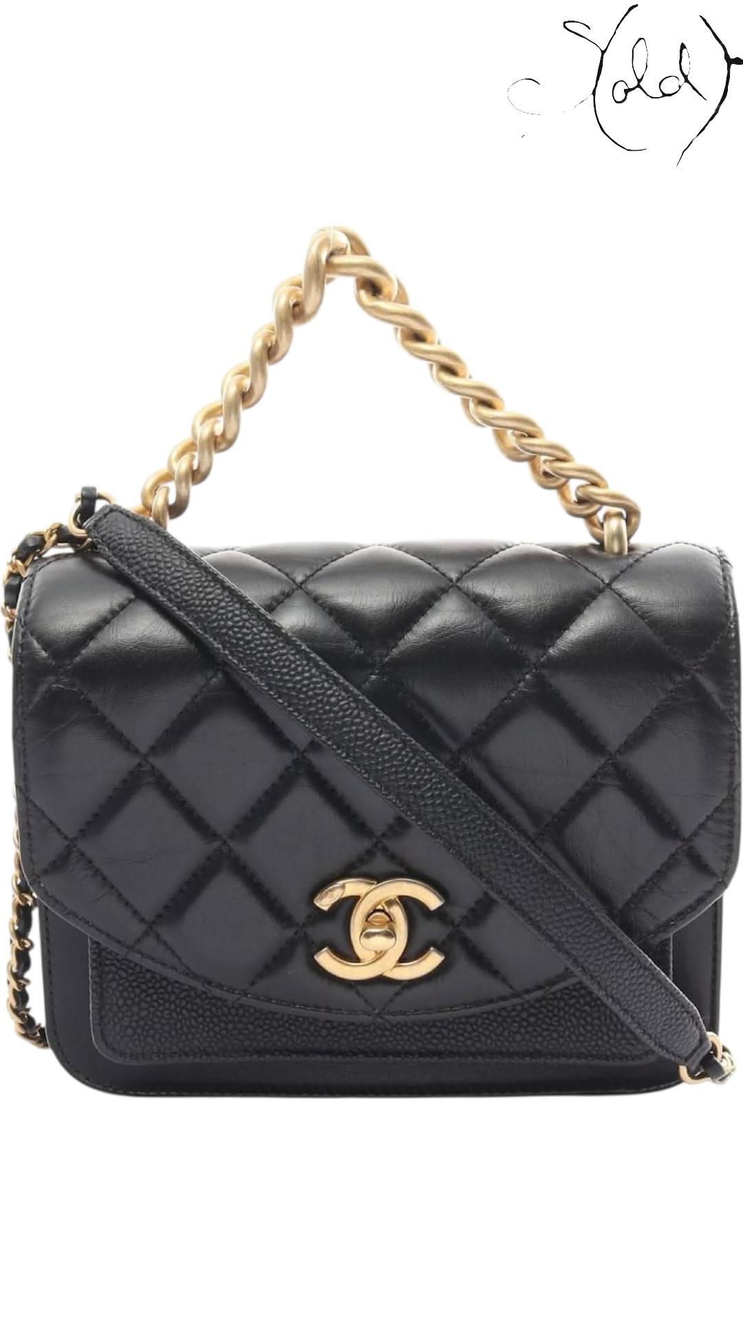 Chanel Timeless Classique Top handle – Black Lambskin & Caviar Leather | Sold Attire - Sold Attire