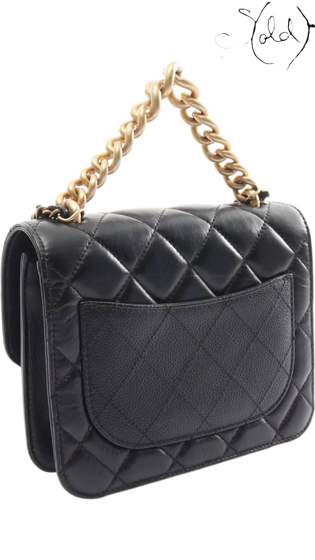 Chanel Timeless Classique Top handle – Black Lambskin & Caviar Leather | Sold Attire - Sold Attire