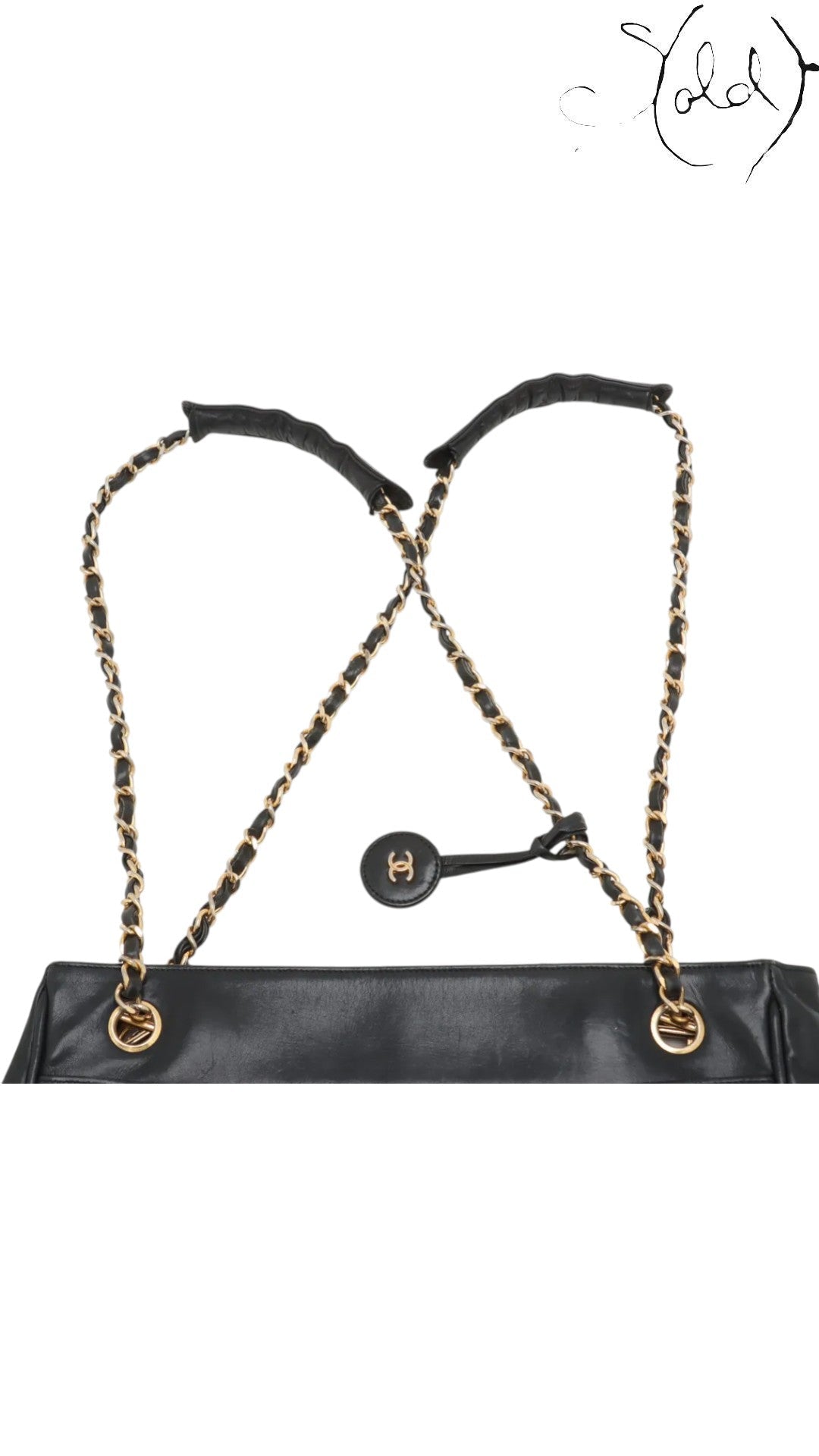 Chanel Tote Bag Chanel Vintage 1980s Matelassé Lambskin Chain Tote Black Gold | Sold Attire