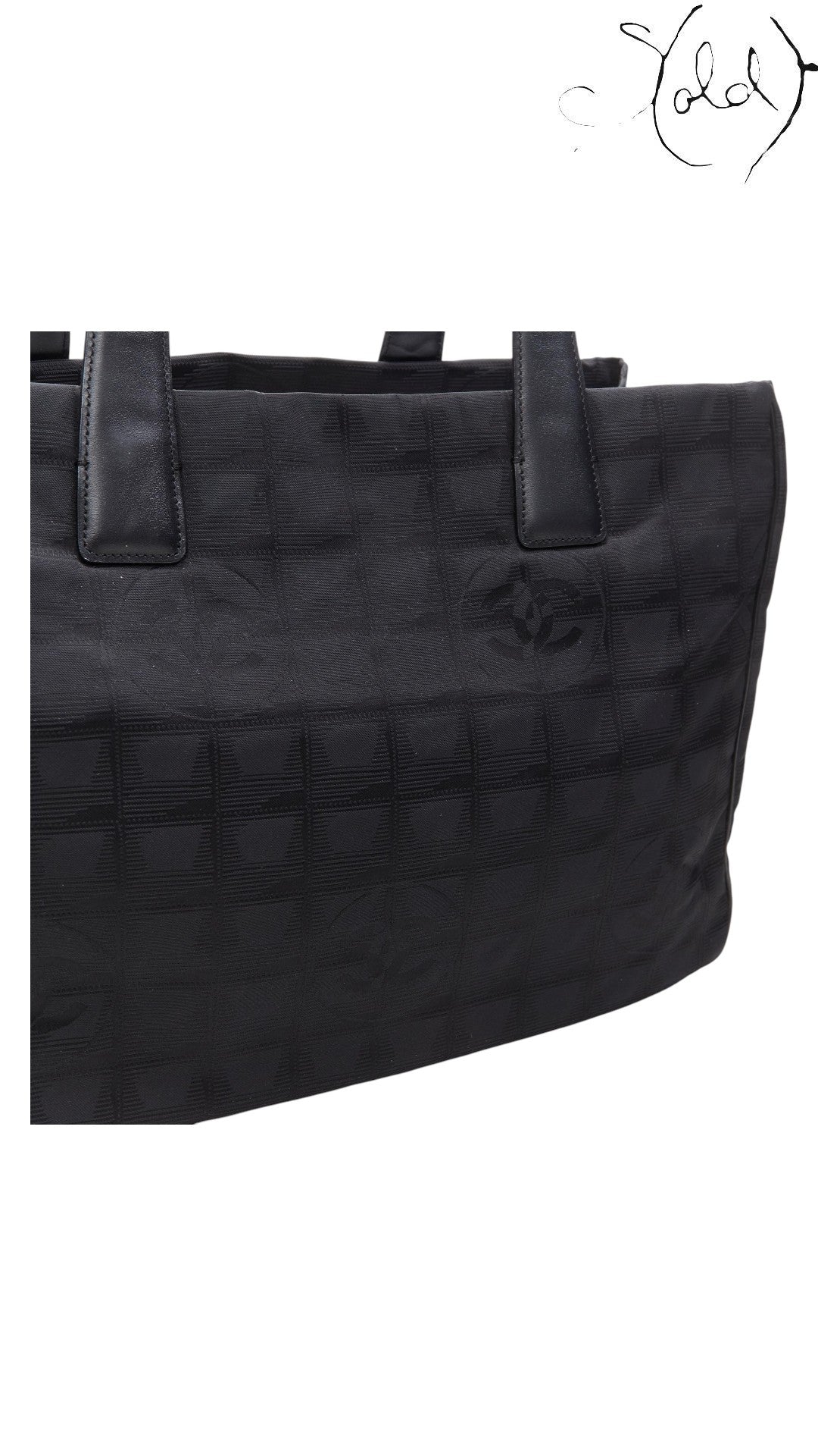 Chanel Travel Ligne Tote Bag Black Nylon Leather 2003 | Sold Attire Cairo, Detail view | Sold Attire