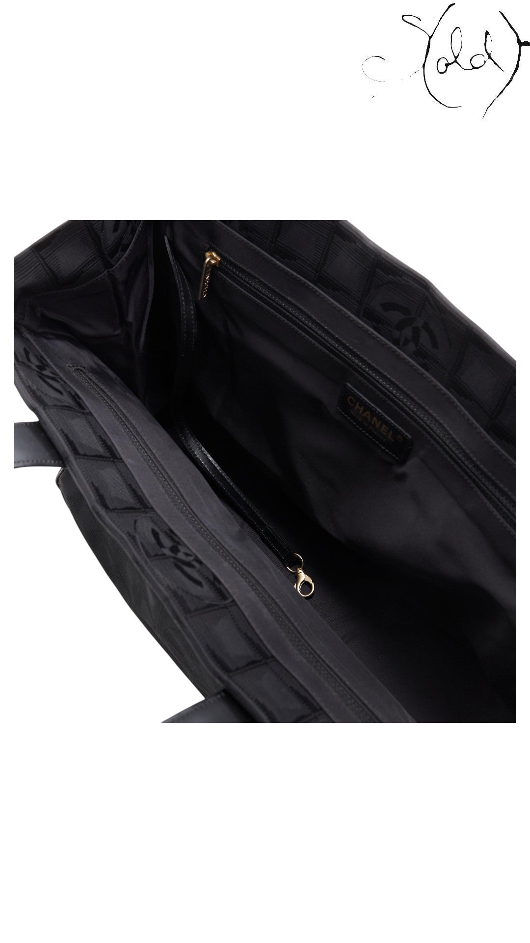 Chanel Travel Ligne Tote Bag Black Nylon Leather 2003 | Sold Attire Cairo, Close-up | Sold Attire