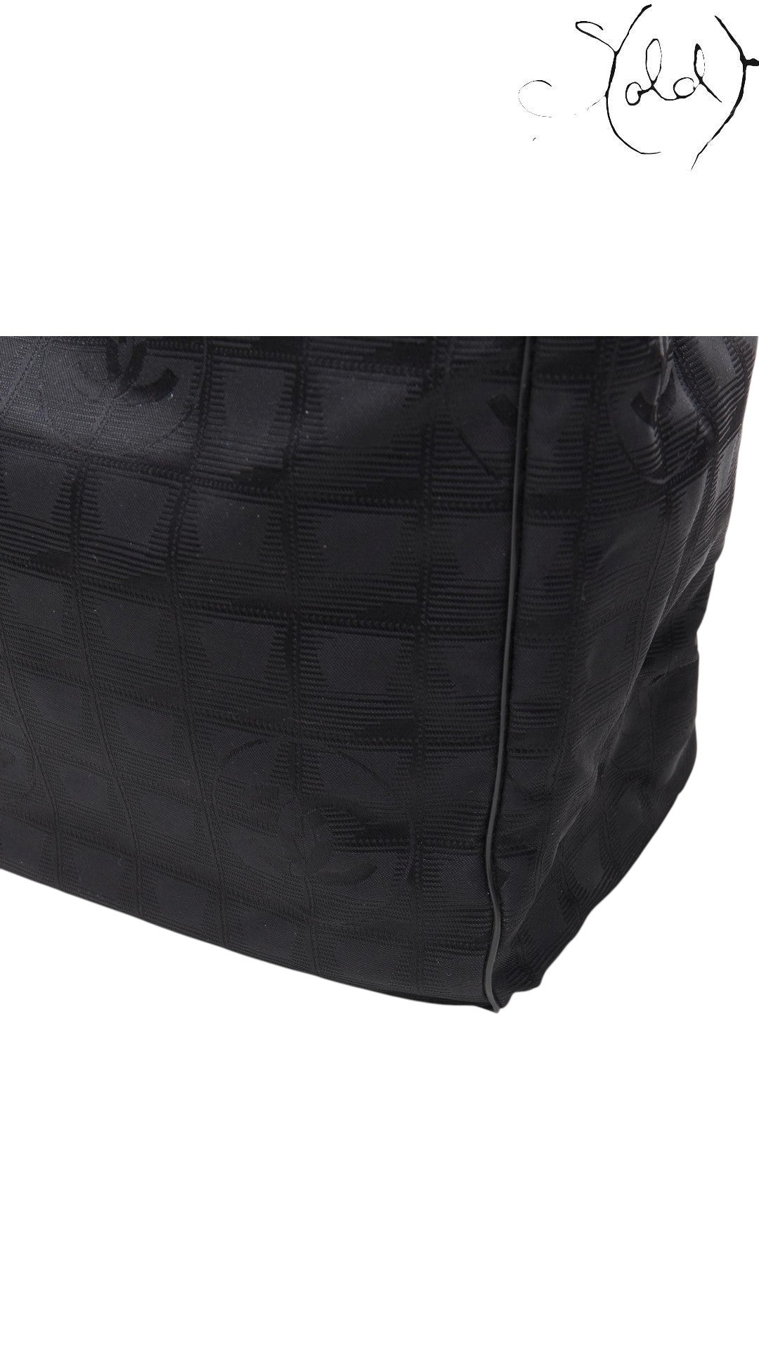 Chanel Travel Ligne Tote Bag Black Nylon Leather 2003 | Sold Attire Cairo, Hardware detail | Sold Attire
