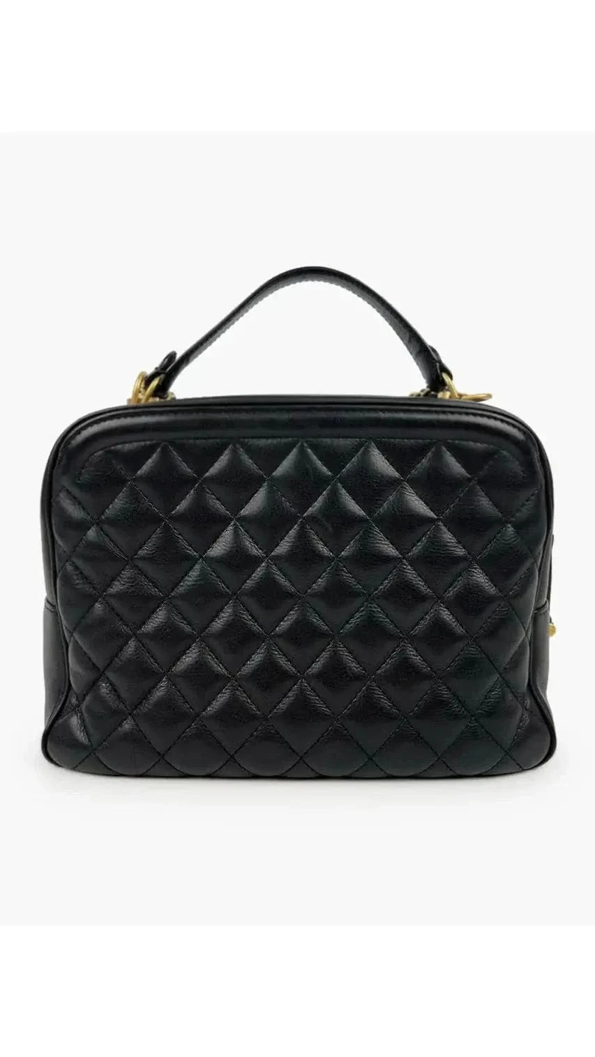 CHANEL Vanity Case Crossbody Bag – Black Lambskin GHW, Detail view | Sold Attire