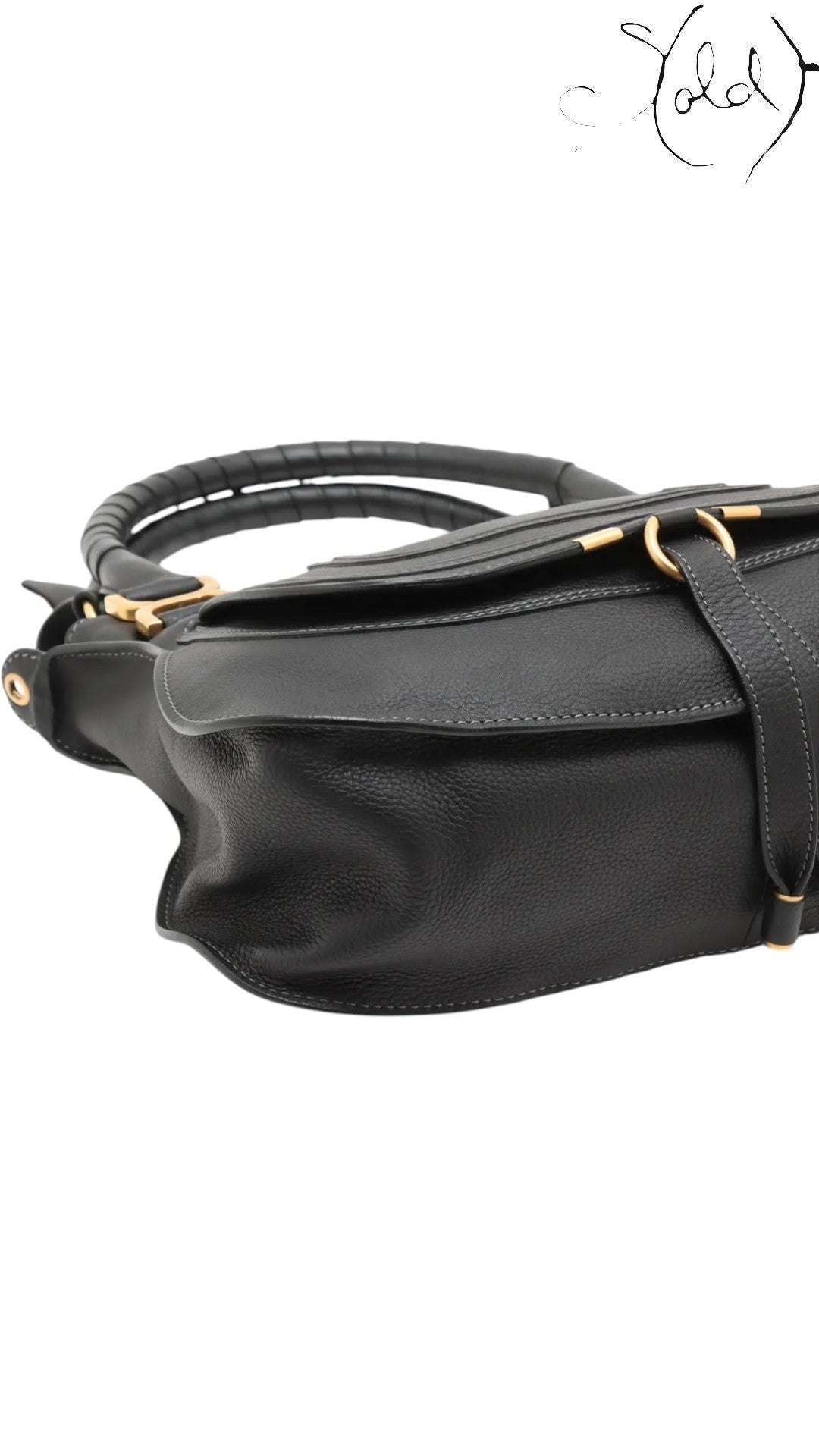 Chloé Marcie Leather Tote Bag Black Calf | Sold Attire, Authenticated Pre - Owned | Sold Attire