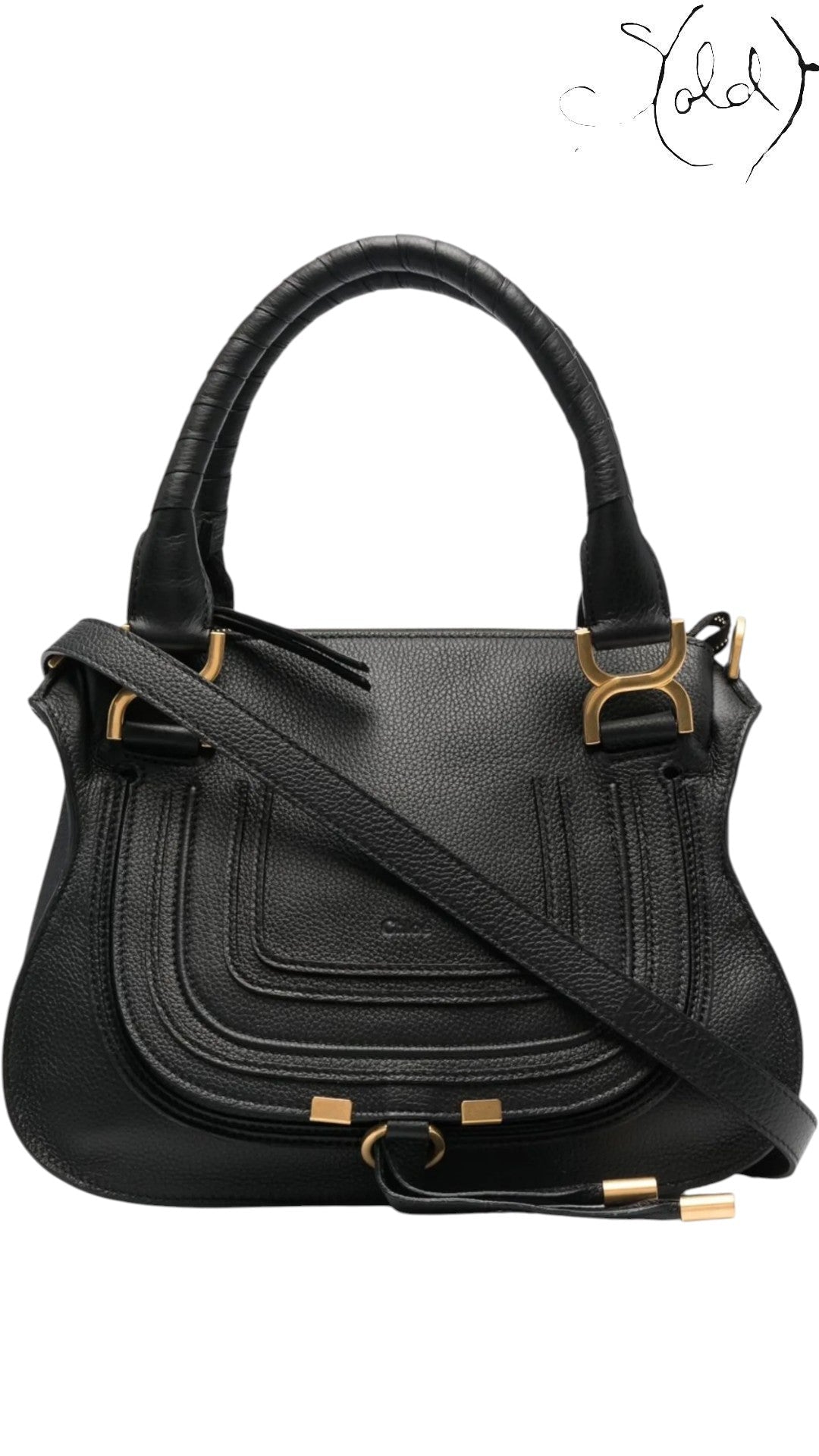 Chloé Marcie Leather Tote Bag Black Calf | Sold Attire, Authenticated Pre - Owned | Sold Attire