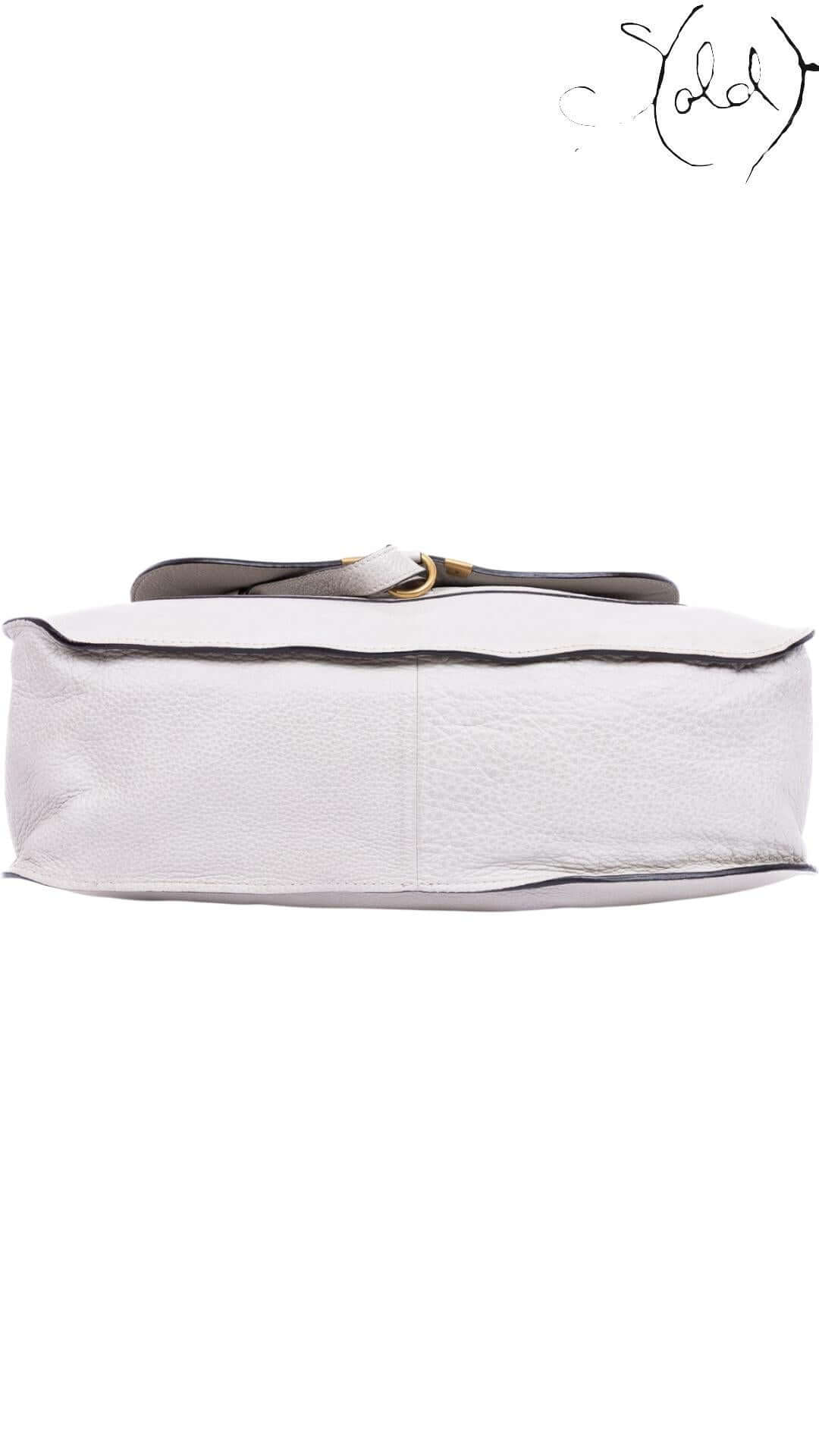 Chloé Marcie Large Satchel – White Calf Leather, Hardware detail | Sold Attire