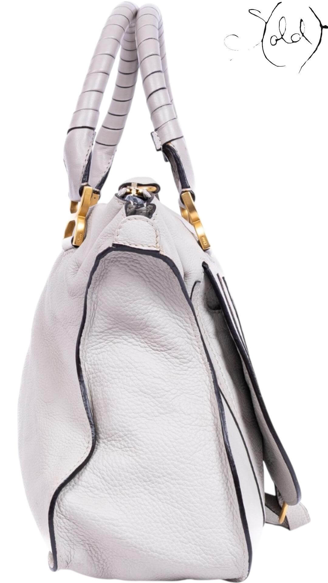 Chloé Marcie Large Satchel – White Calf Leather, Detail view | Sold Attire