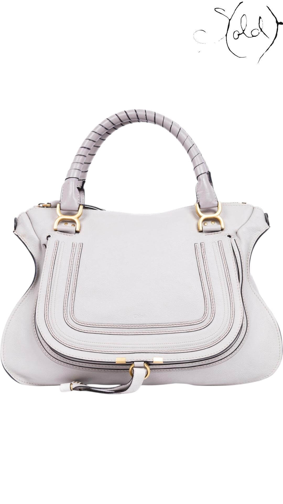 Chloé Marcie Large Satchel – White Calf Leather, Authenticated Pre-Owned | Sold Attire