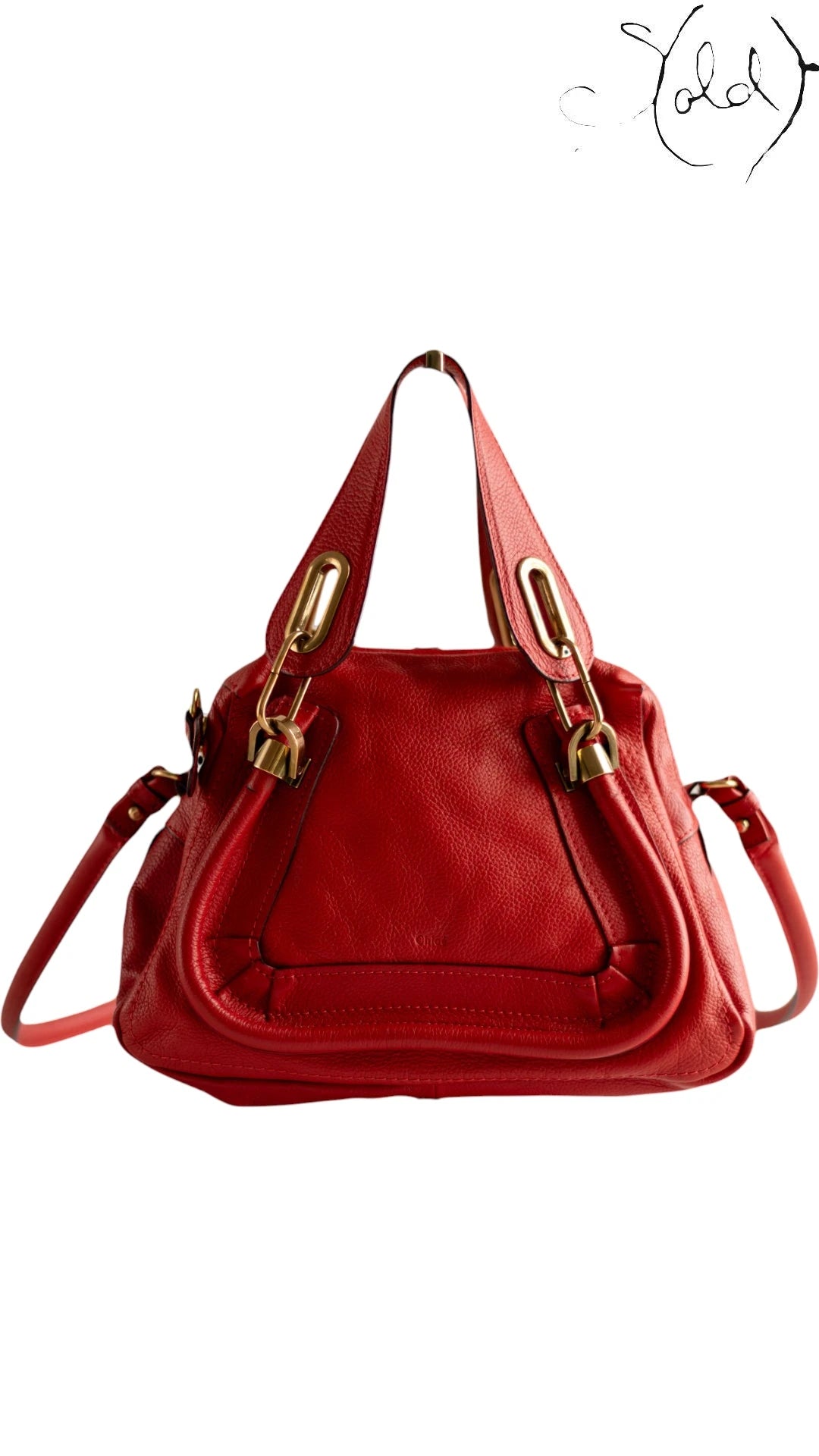 Chloé Paraty Large Top Handle Bag Coral Red 2010s, Back view | Sold Attire