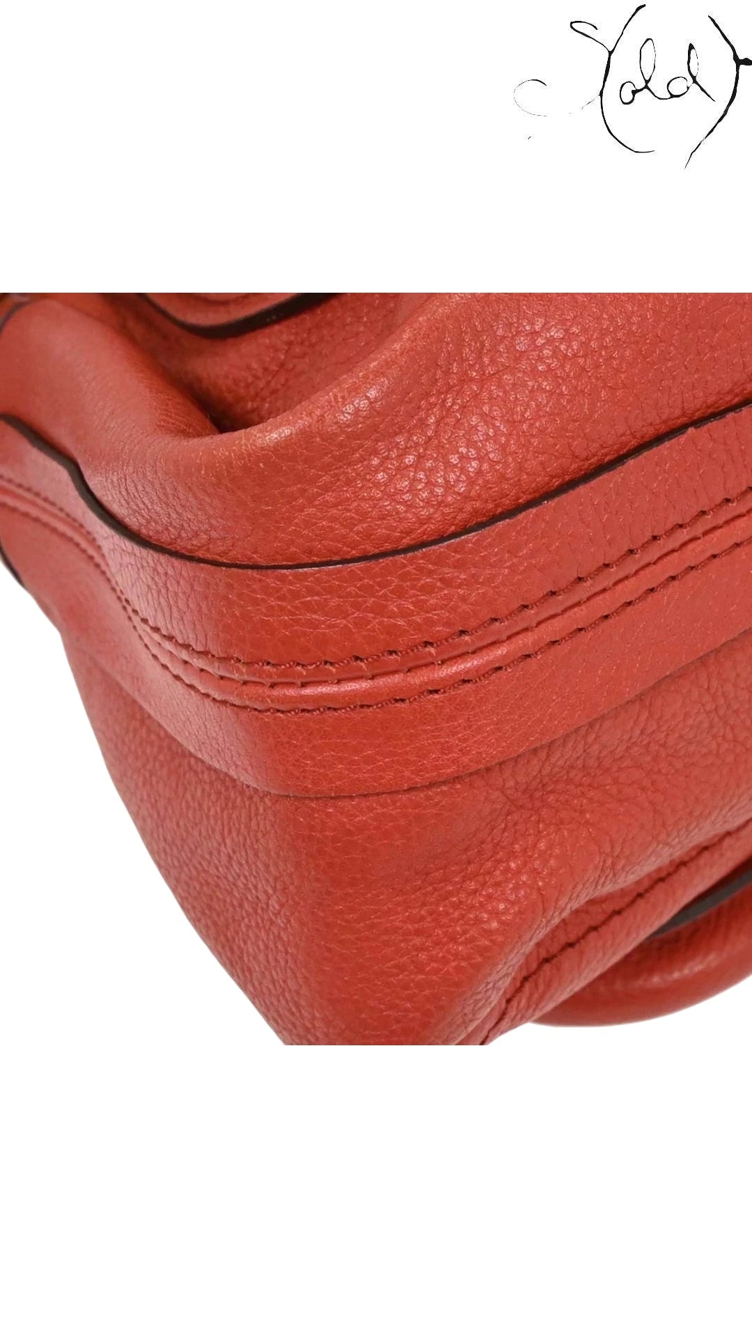 Chloé Paraty Large Top Handle Bag Coral Red 2010s, Interior view | Sold Attire