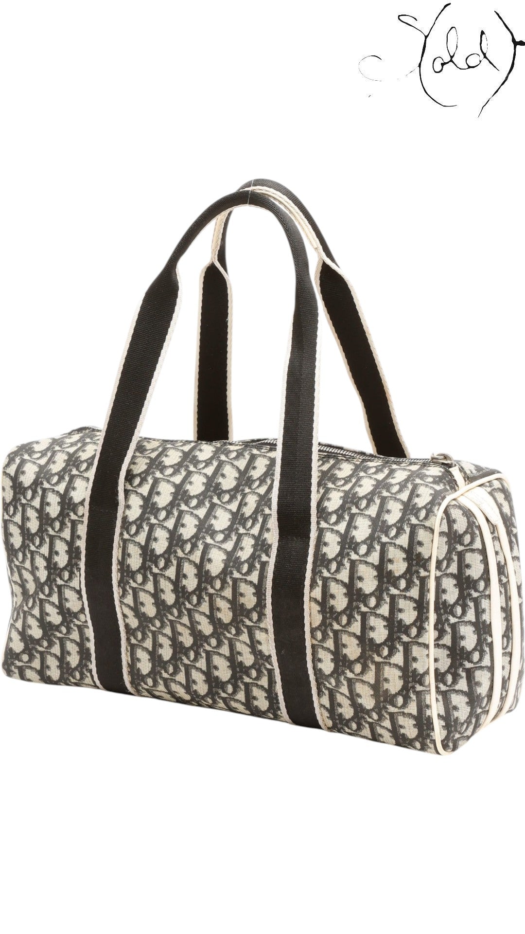 Christian Dior Trotter No. 2 Boston Bag Blue Monogram 2004 Galliano Era Pristine, Interior view | Sold Attire