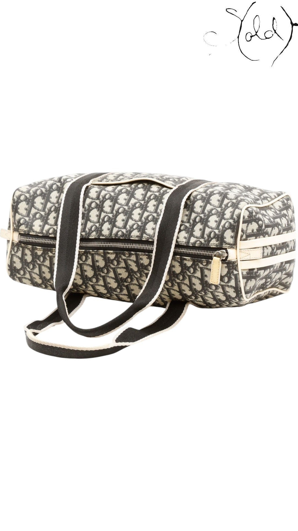 Christian Dior Trotter No. 2 Boston Bag Blue Monogram 2004 Galliano Era Pristine, Hardware detail | Sold Attire