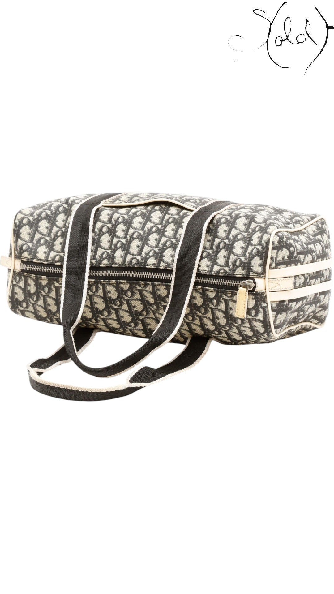 Christian Dior Trotter No. 2 Boston Bag Blue Monogram 2004 Galliano Era Pristine, Hardware detail | Sold Attire