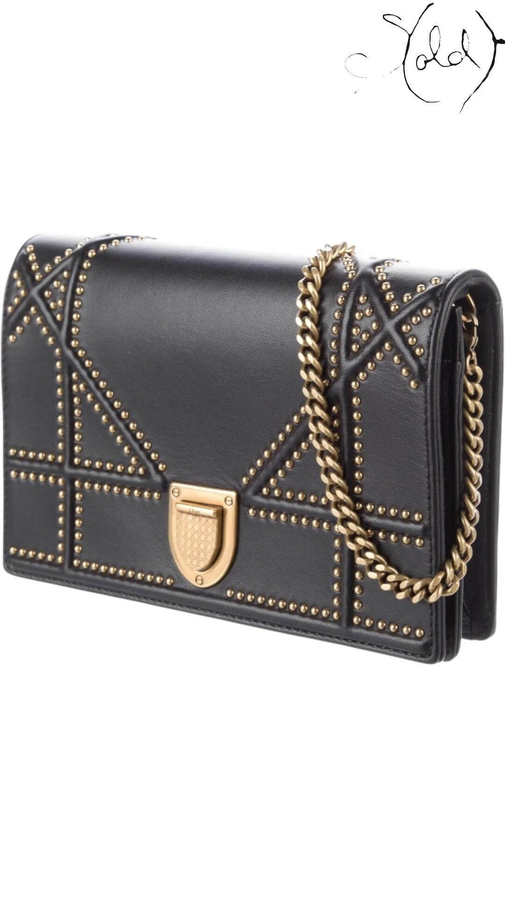 CHRISTIAN DIOR Diorama Wallet on Chain – Architectural Black Edition, Interior view | Sold Attire