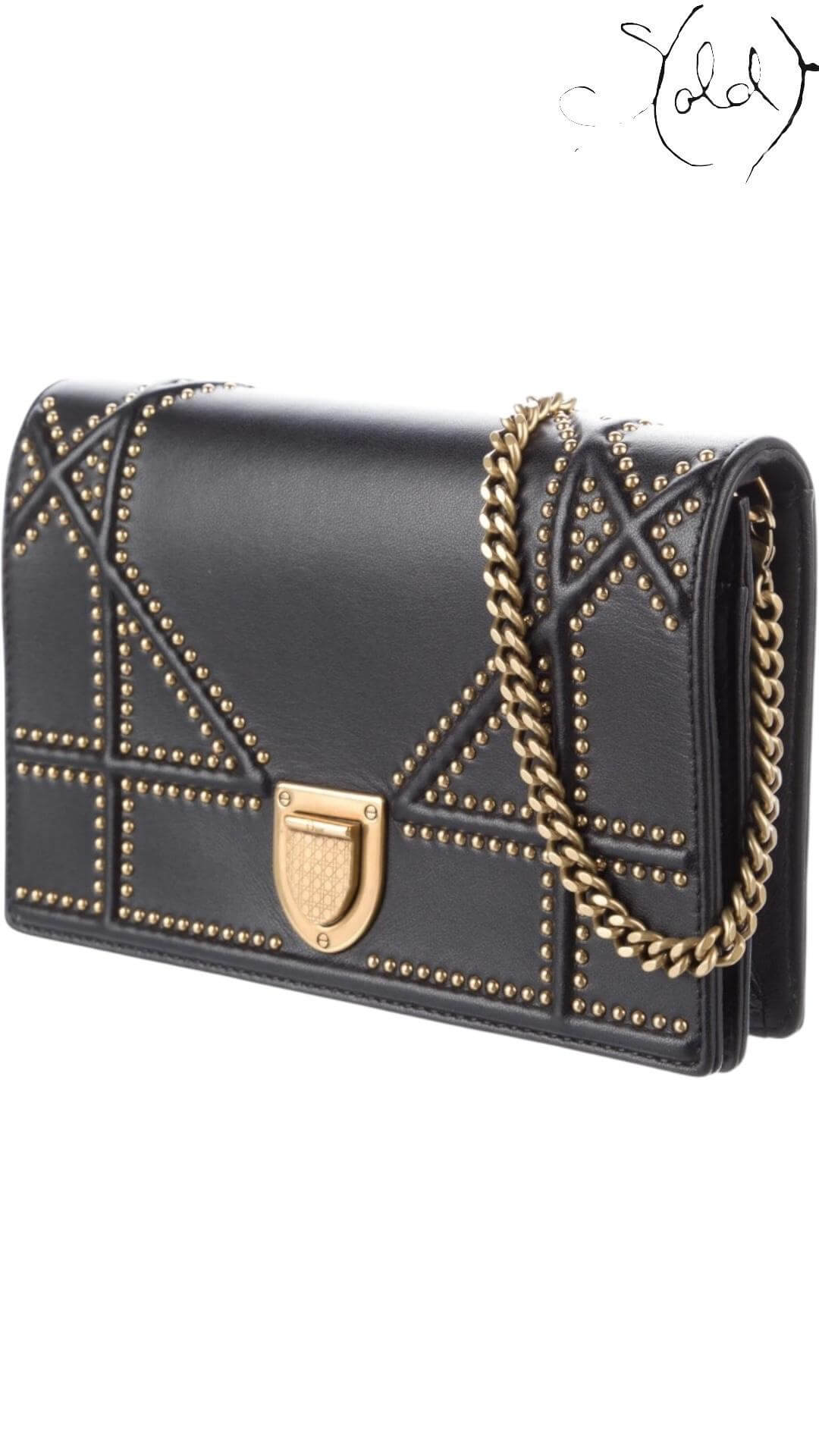CHRISTIAN DIOR Diorama Wallet on Chain – Architectural Black Edition, Interior view | Sold Attire