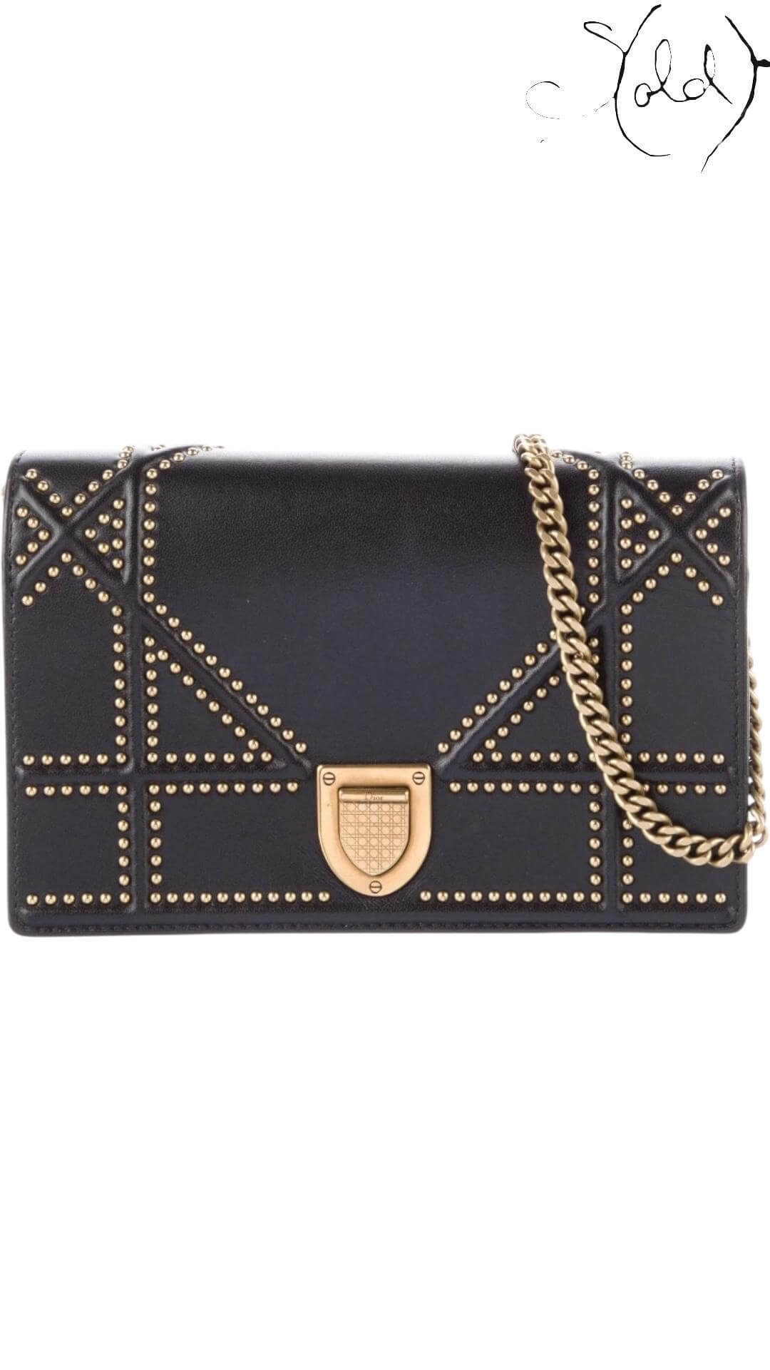 CHRISTIAN DIOR Diorama Wallet on Chain – Architectural Black Edition, Authenticated Pre-Owned | Sold Attire