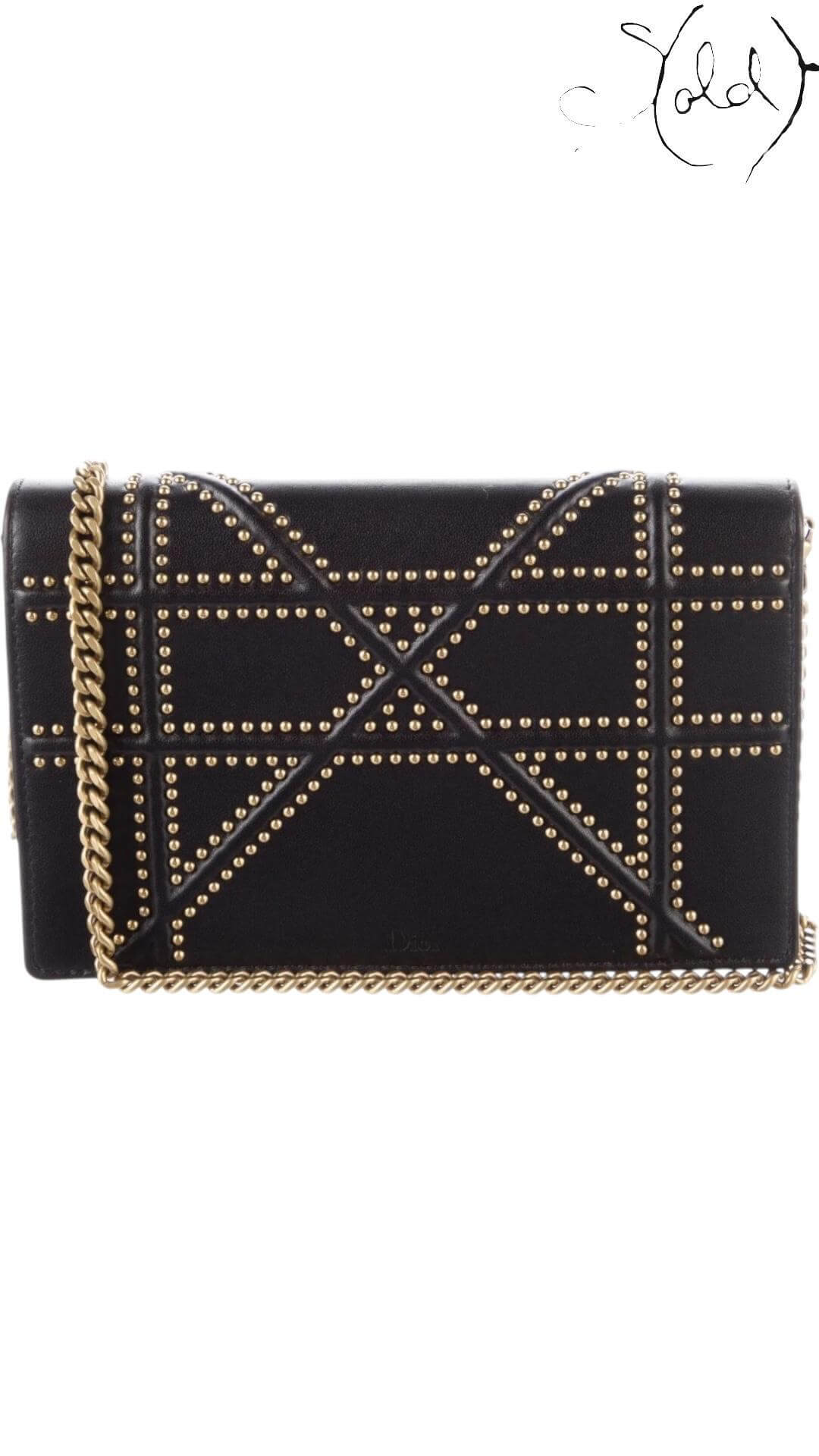 CHRISTIAN DIOR Diorama Wallet on Chain – Architectural Black Edition, Back view | Sold Attire