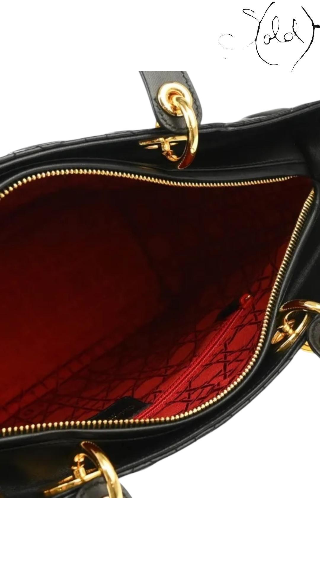 Christian Dior Lady Dior Lambskin Medium Bag, Interior view | Sold Attire