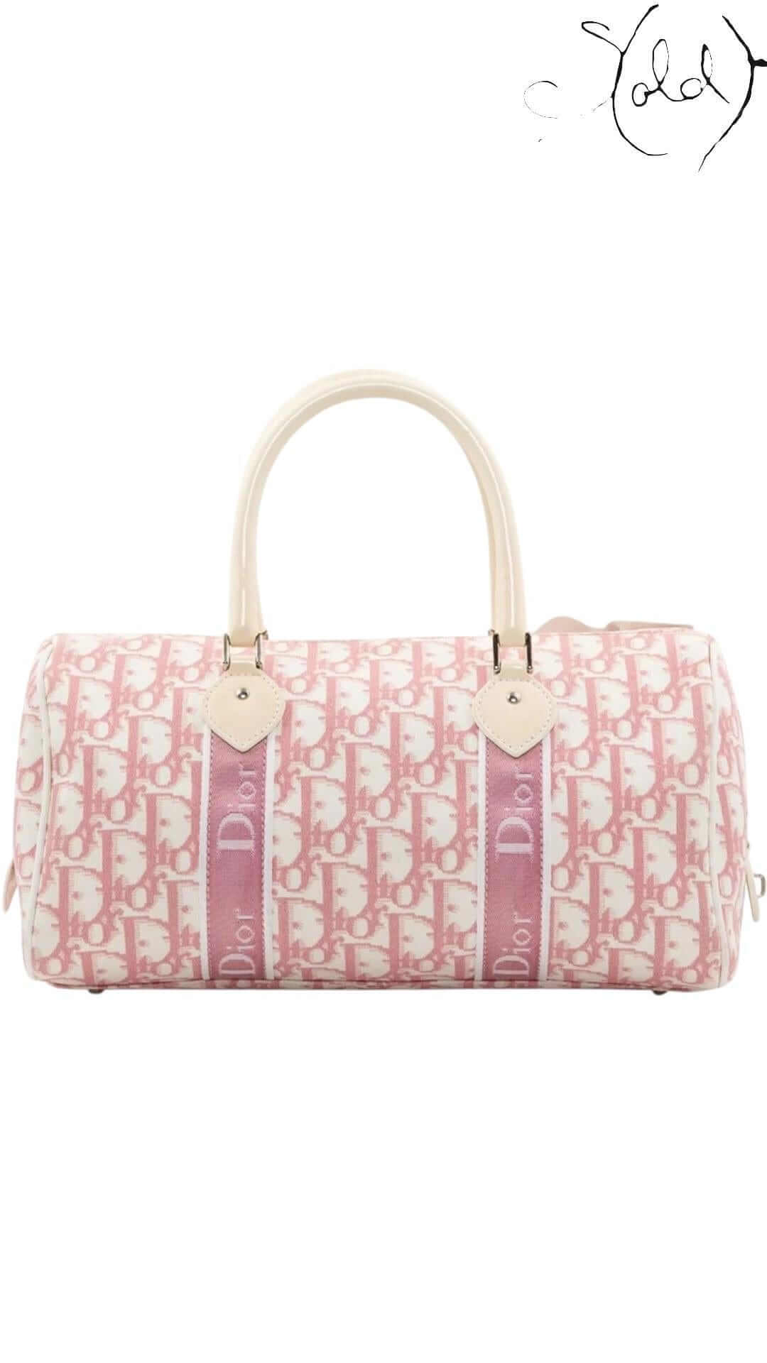 Christian Dior Pink Trotter Girly Boston Bag – Ultra Rare Galliano, Back view | Sold Attire