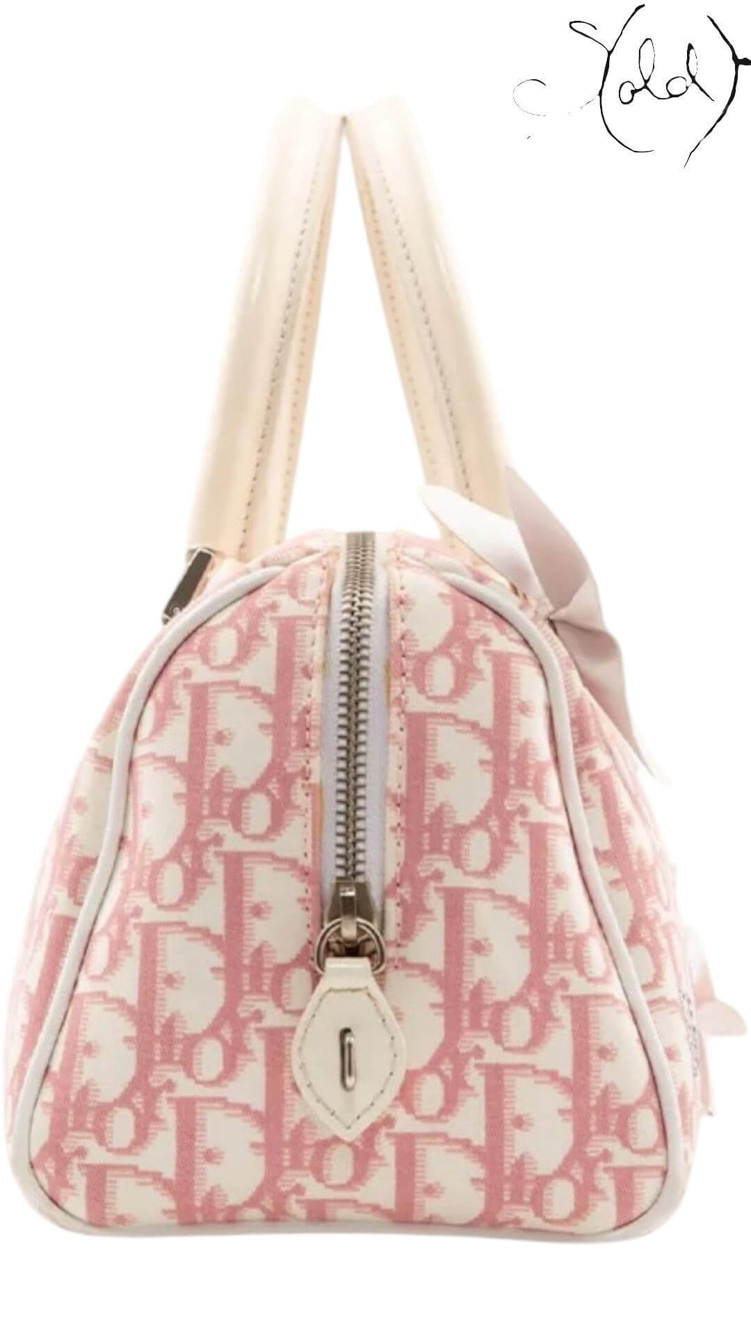 Christian Dior Pink Trotter Girly Boston Bag – Ultra Rare Galliano, Detail view | Sold Attire