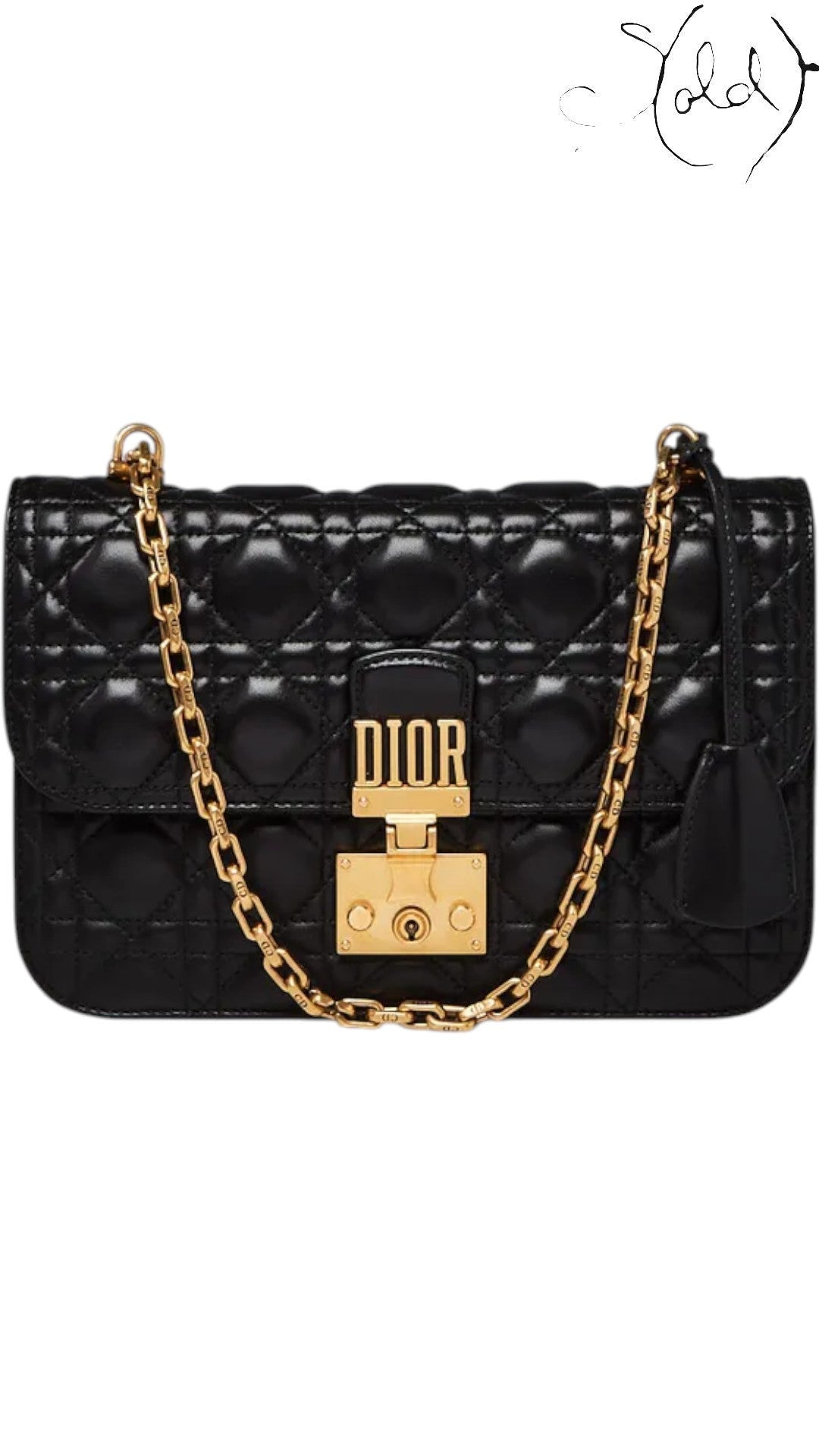 Sold Attire black lambskin Dioraddict flap bag with gold hardware and cannage quilting, 2017.